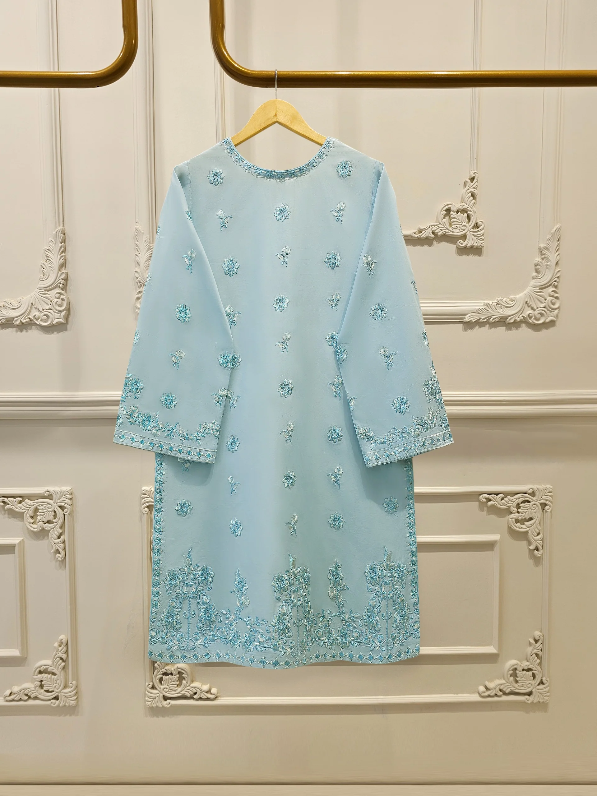 3 Piece - Embroidered Cambric Suit S112684 - Image 4