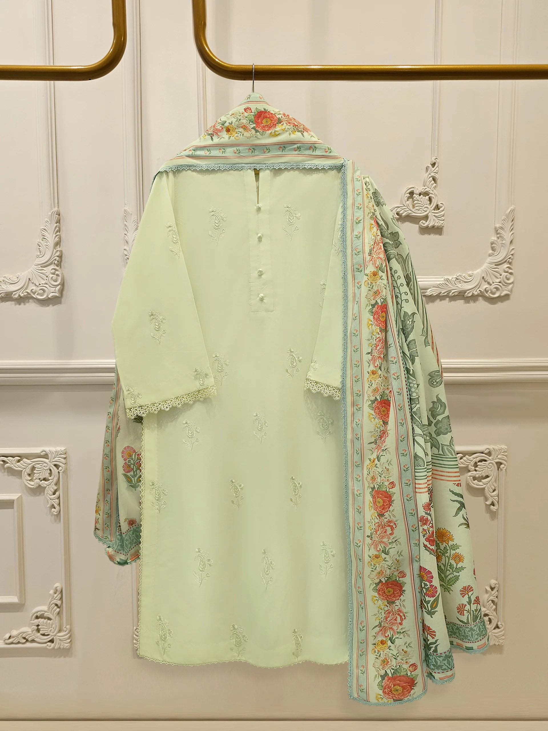 3 Piece - Embroidered Cambric Suit S113490