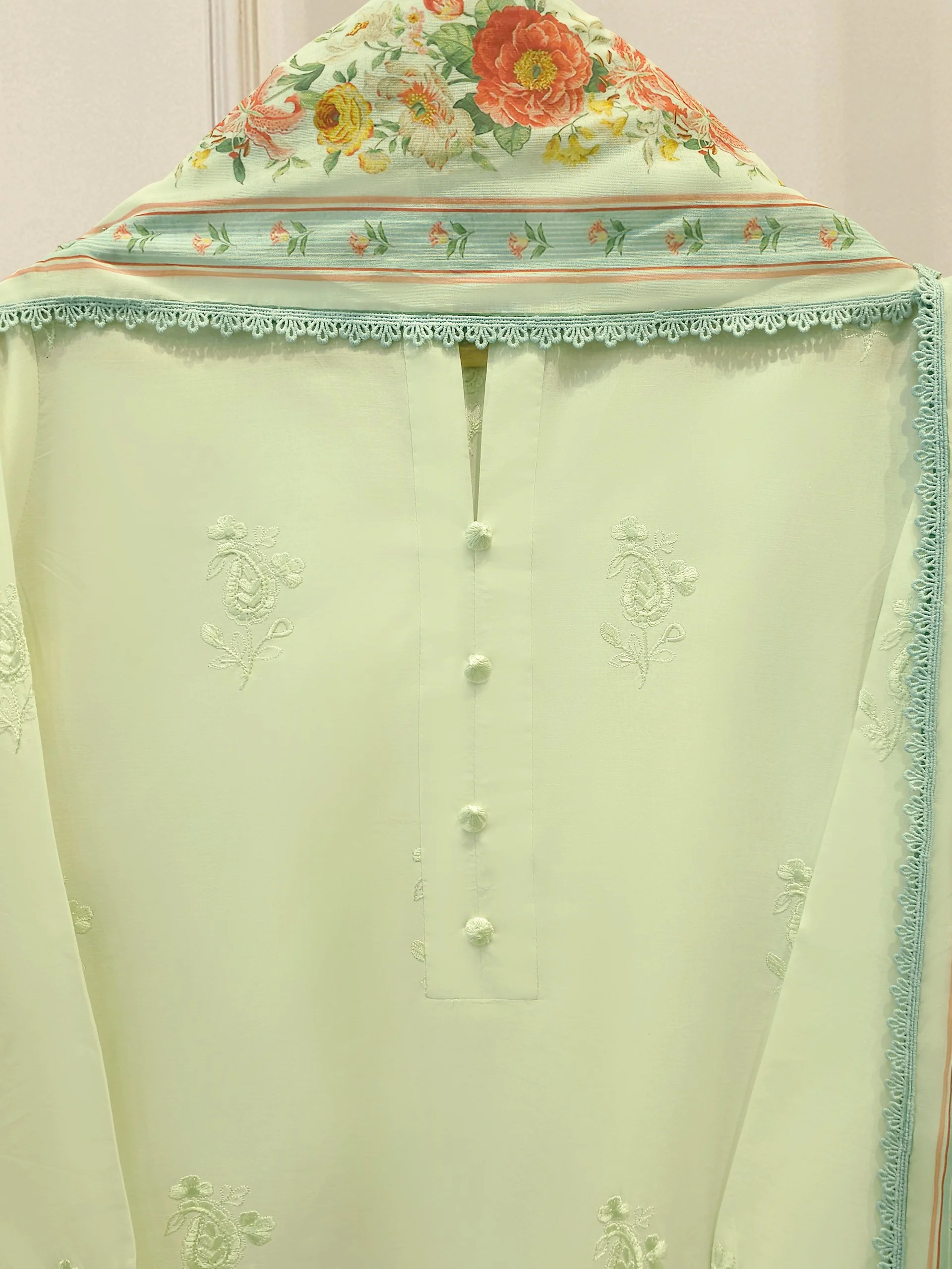 3 Piece - Embroidered Cambric Suit S113490 - Image 2