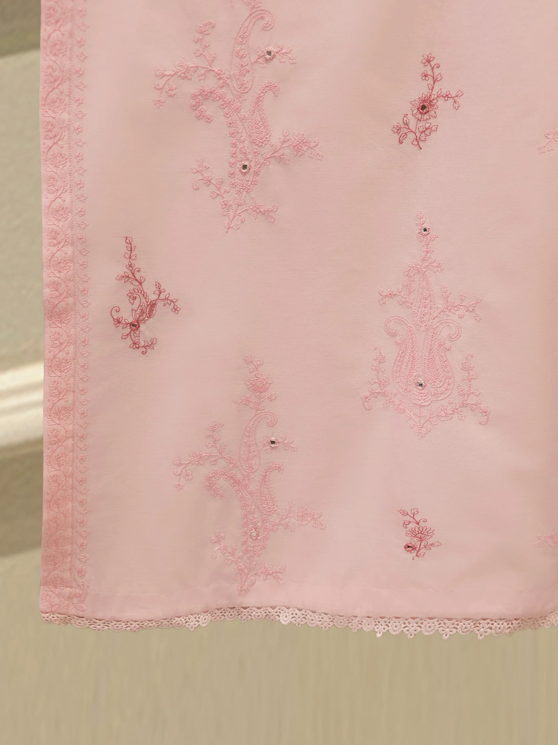 2 Piece - Embroidered Cambric Suit S113519 - Image 4