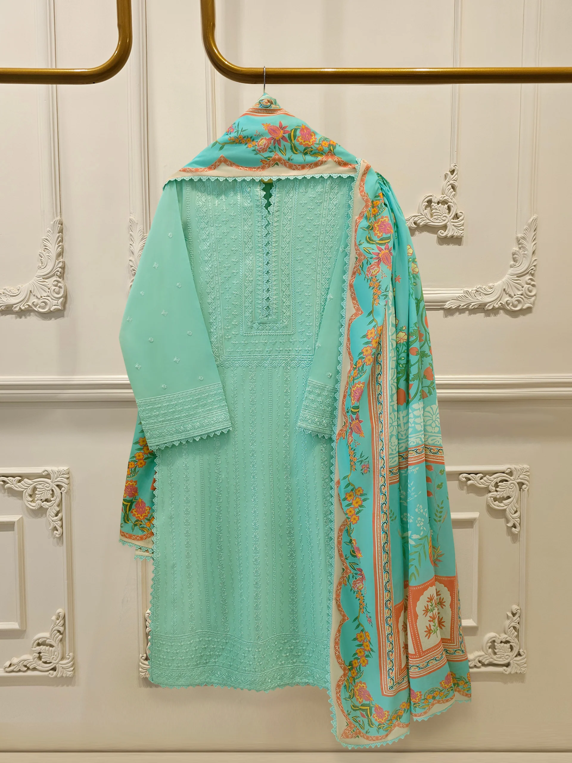 3 Piece - Embroidered Cambric Suit S113594