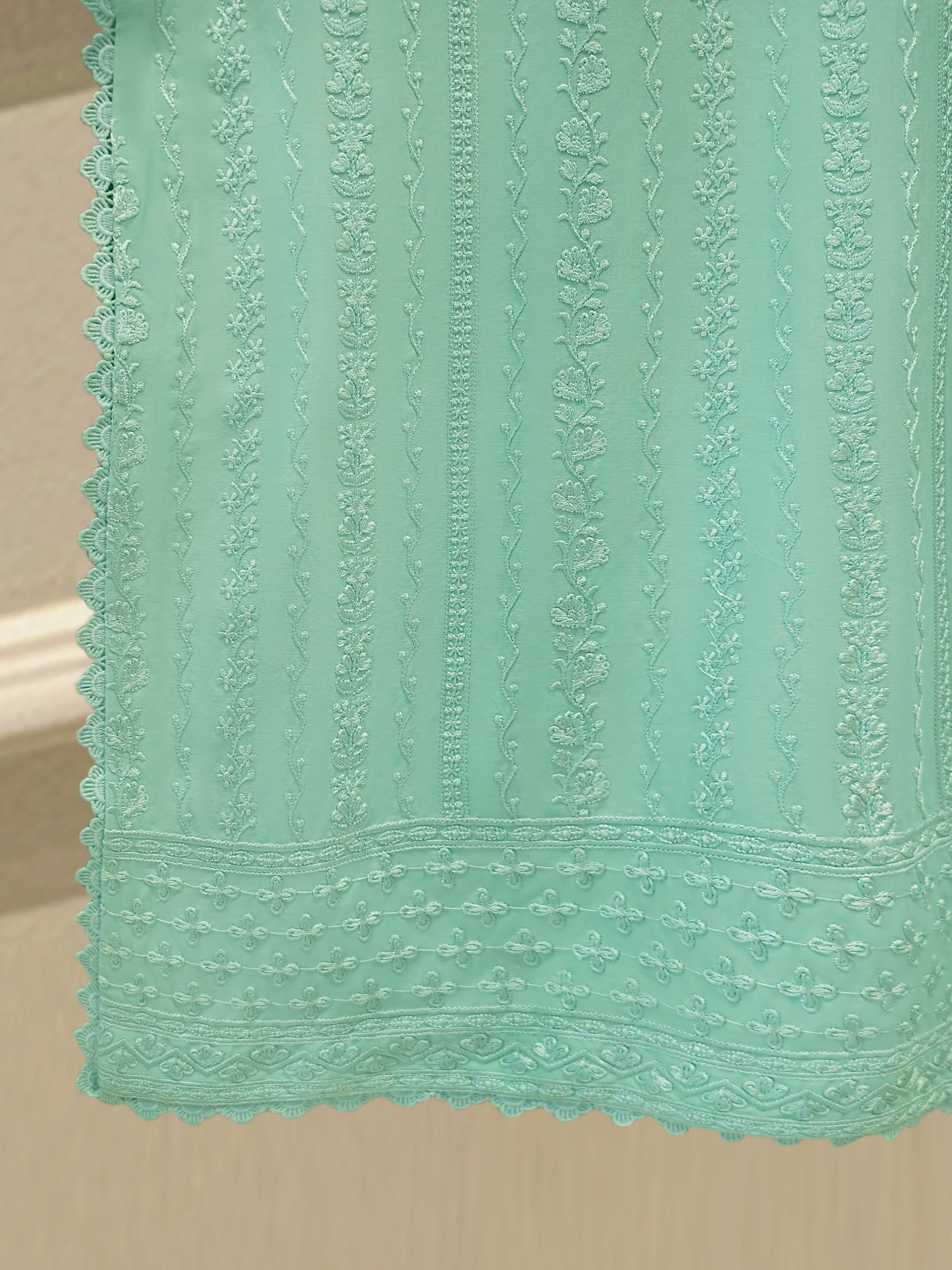 3 Piece - Embroidered Cambric Suit S113594 - Image 5