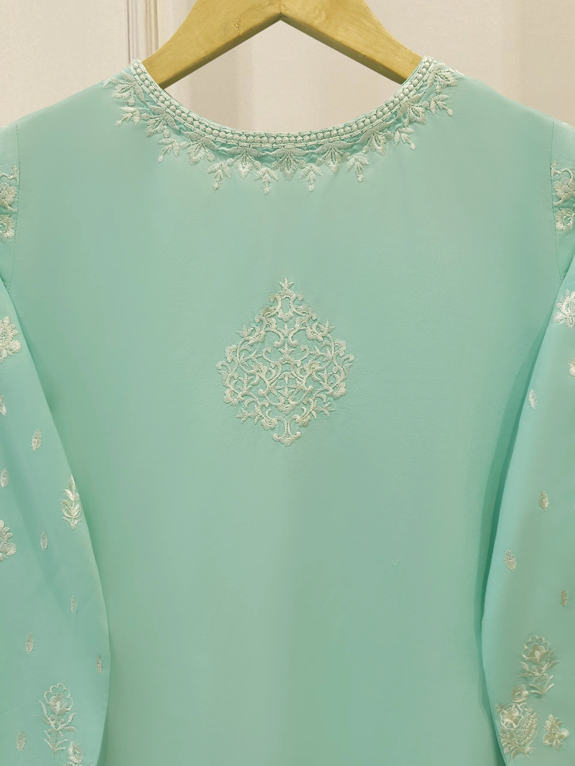 3 Piece - Embroidered Cambric Suit S113601 - Image 6