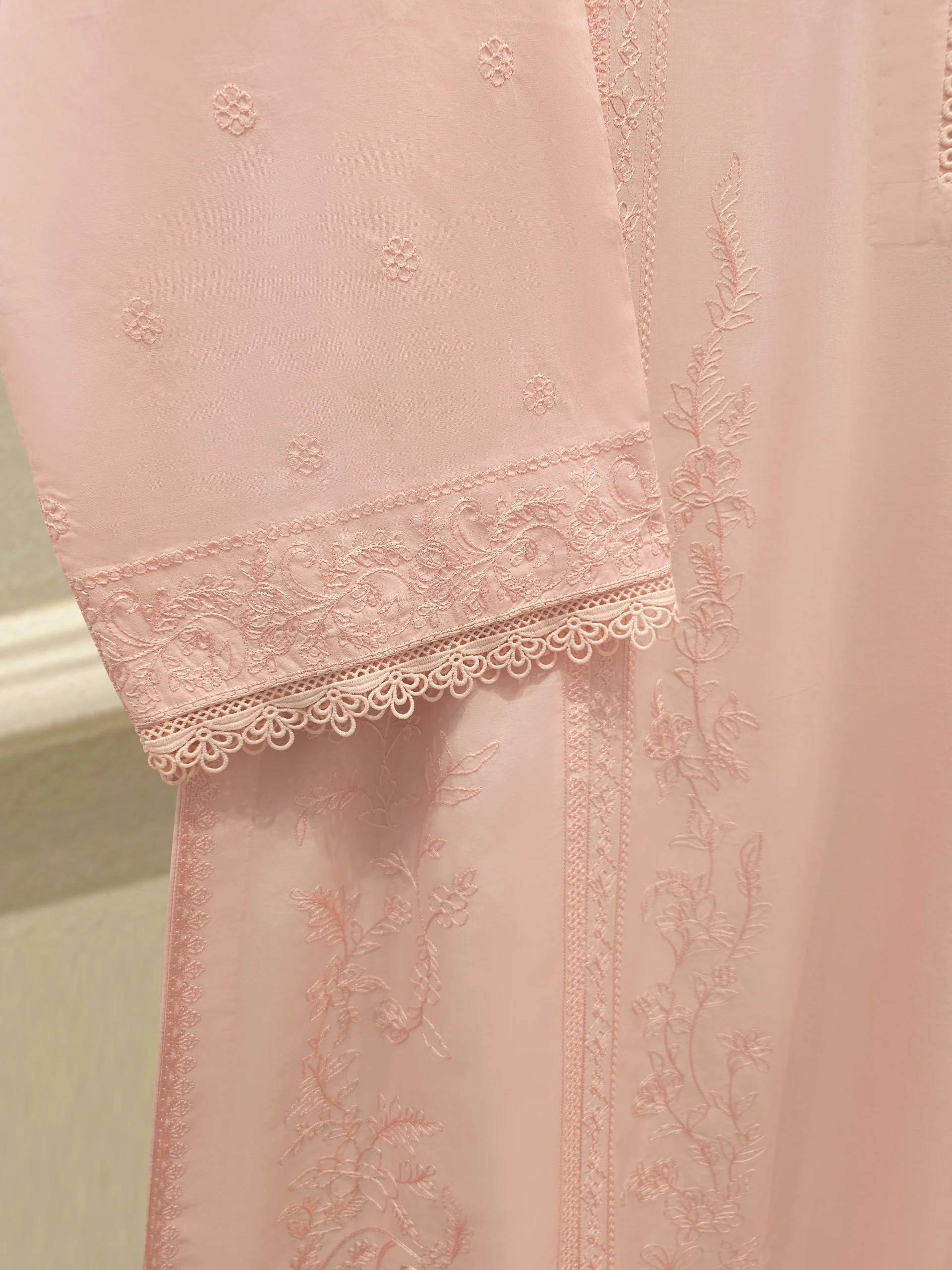 3 Piece - Embroidered Cambric Suit S114363 - Image 3