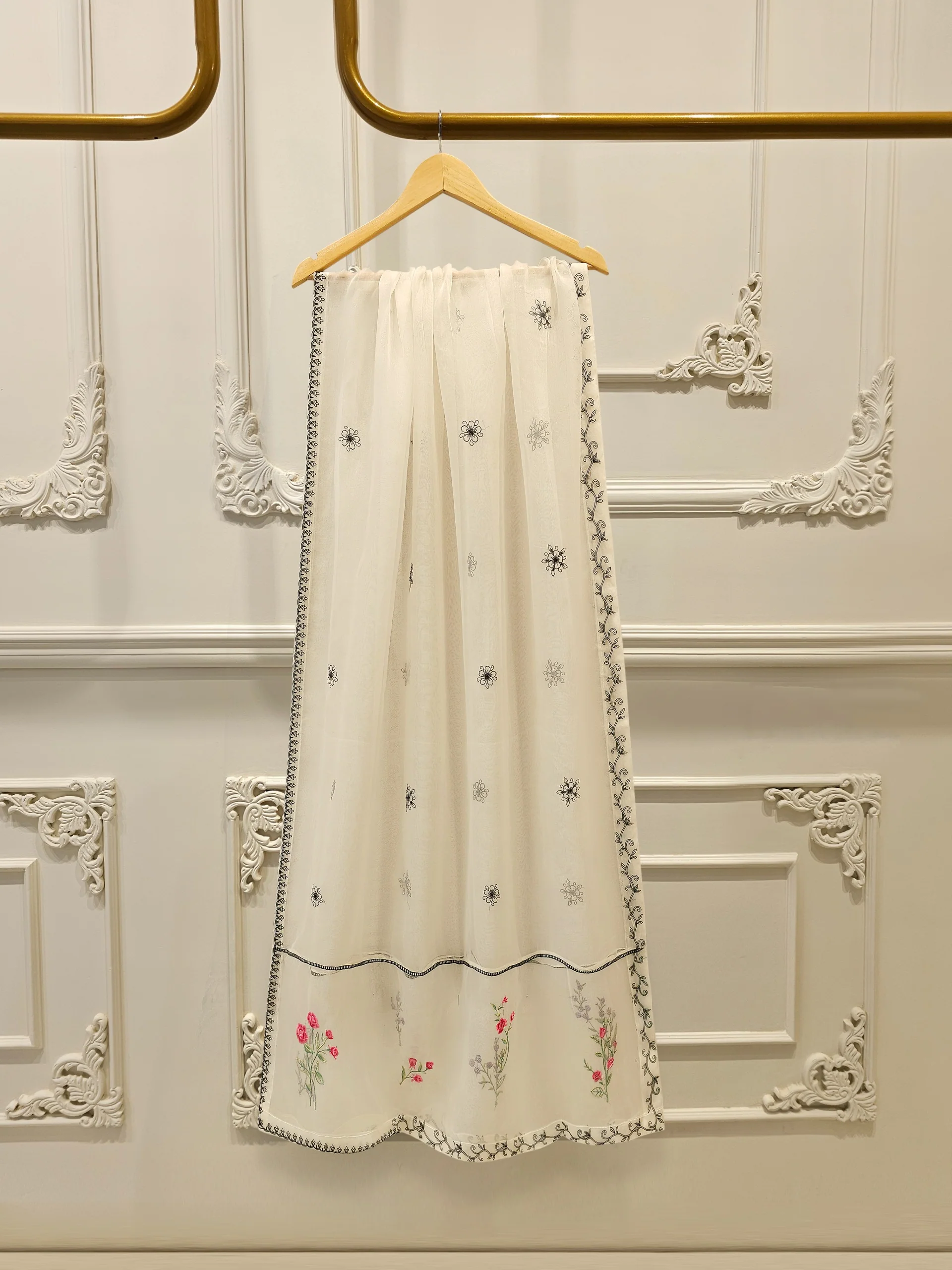 3 Piece - Embroidered Cotton Net Suit WS00304 - Image 8