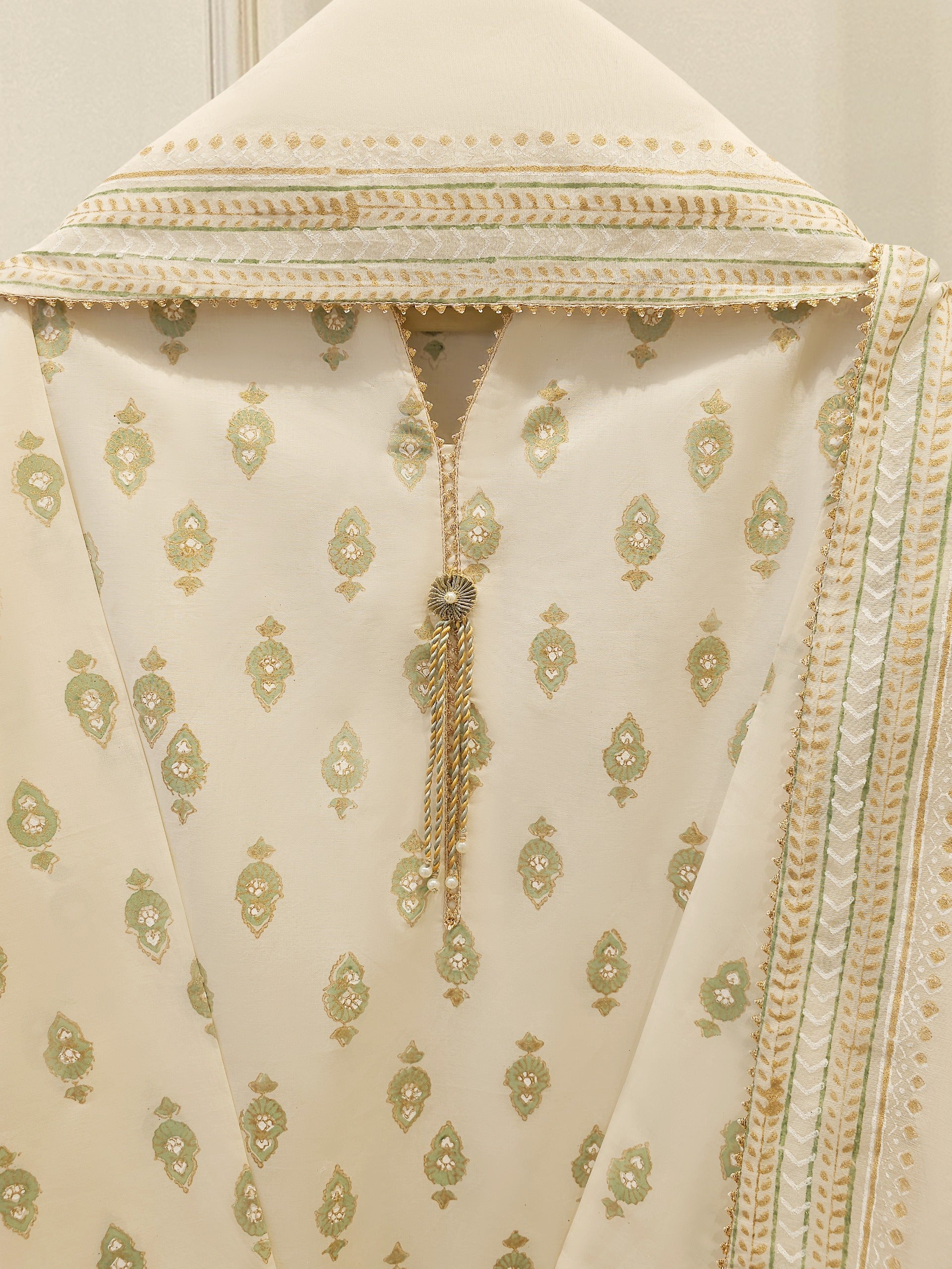 3 Piece - Hand Block Printed Kora Cotton Suit S114195 - Image 2
