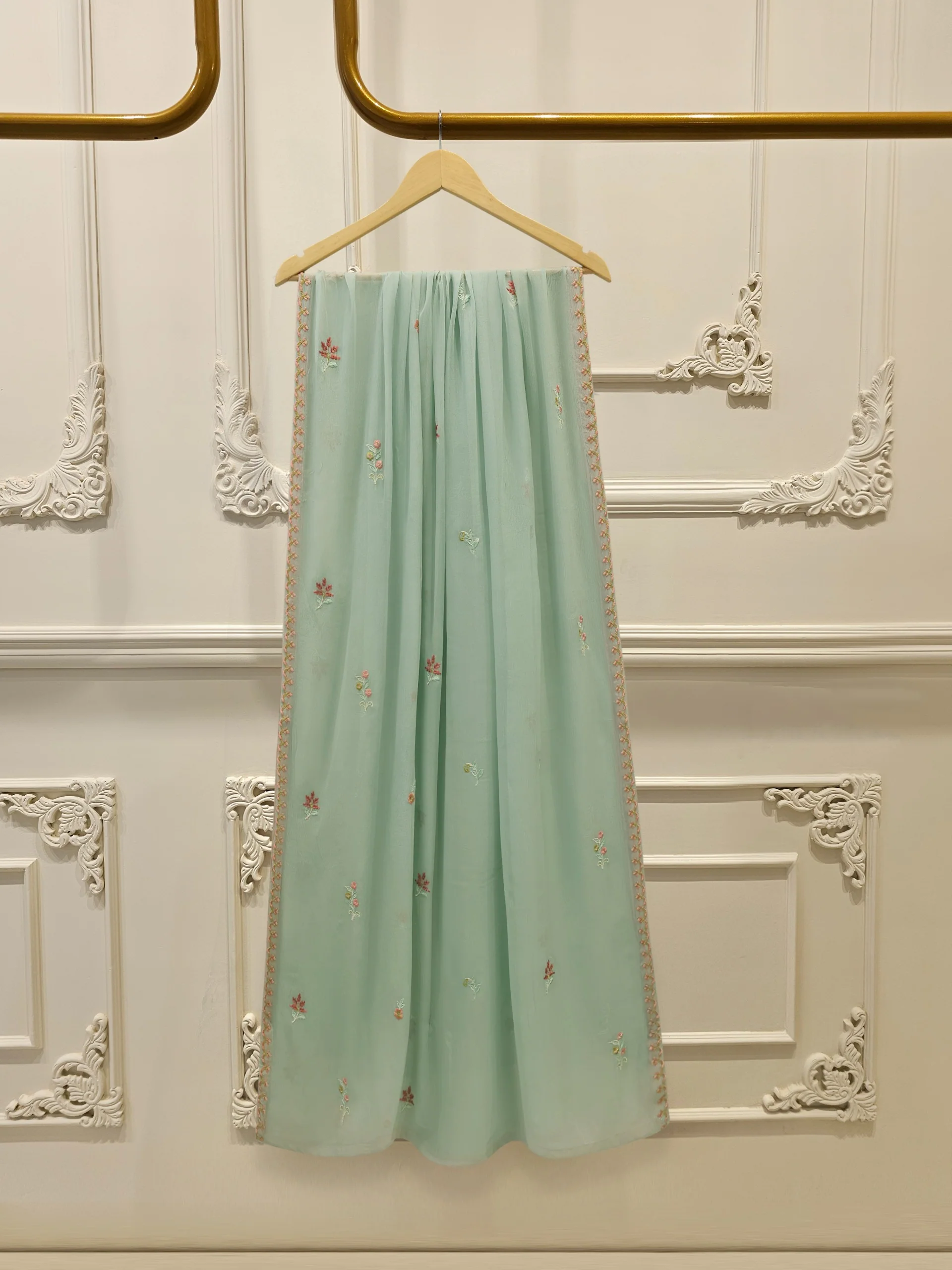 3 Piece - Pure Chiffon Embroidered Suit S113572 - Image 6