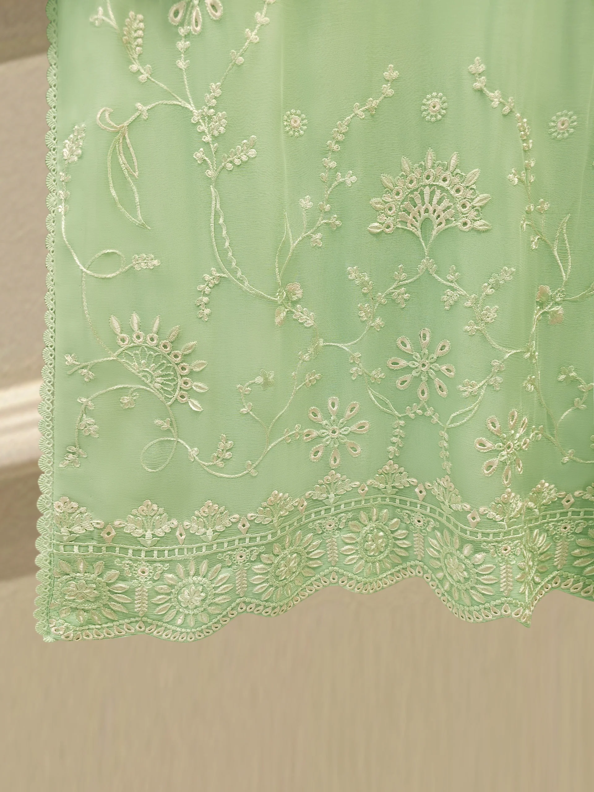 3 Piece - Pure Embroidered Chiffon Suit S113445 - Image 4