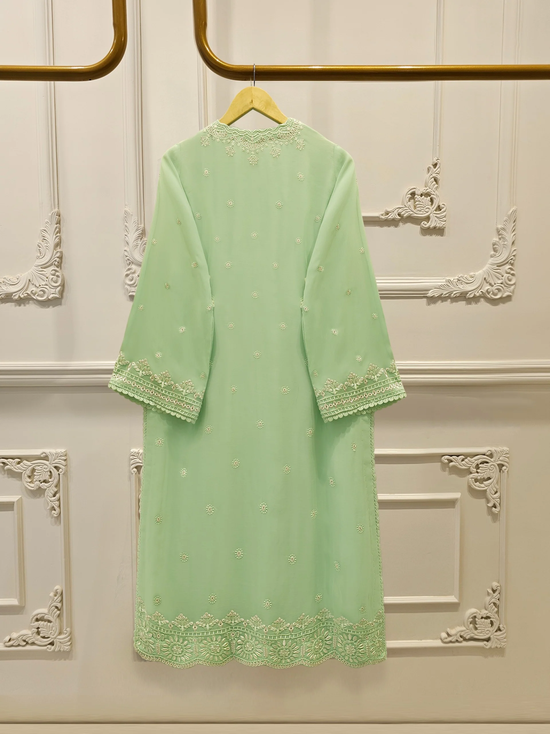 3 Piece - Pure Embroidered Chiffon Suit S113445 - Image 5