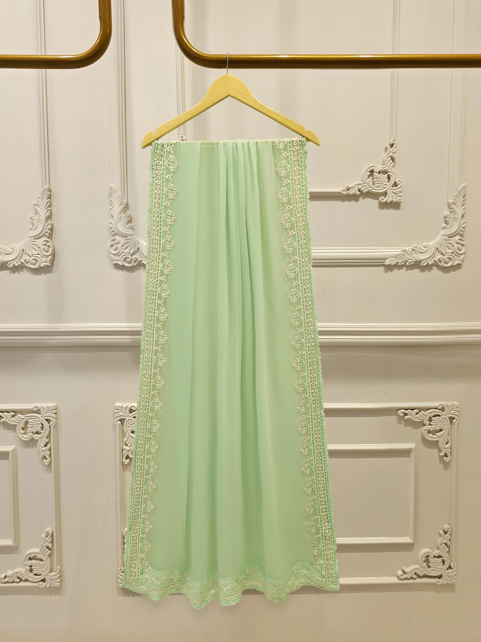 3 Piece - Pure Embroidered Chiffon Suit S113445 - Image 8
