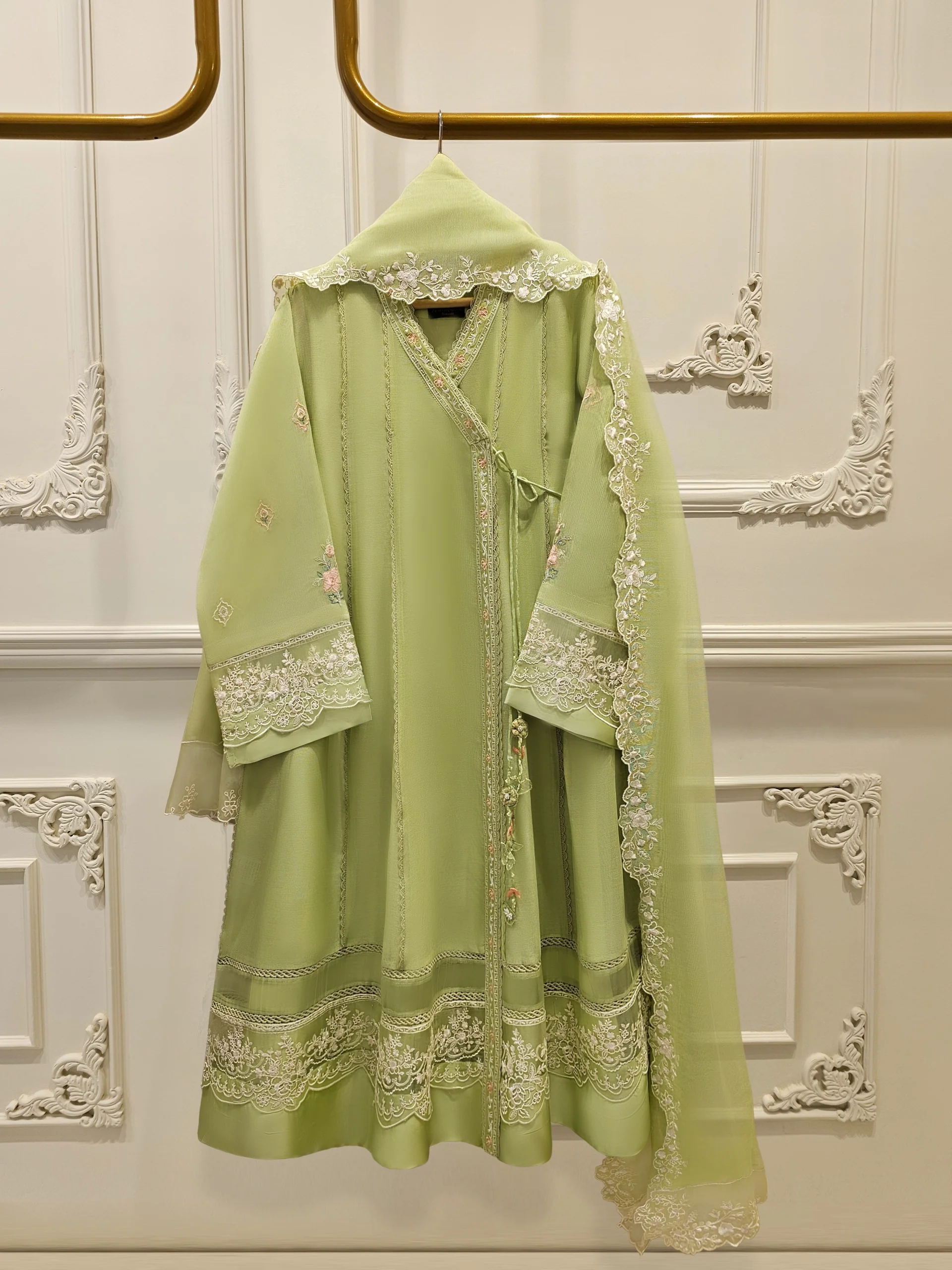 3 Piece - Pure Embroidered Cotton Net Suit S111819