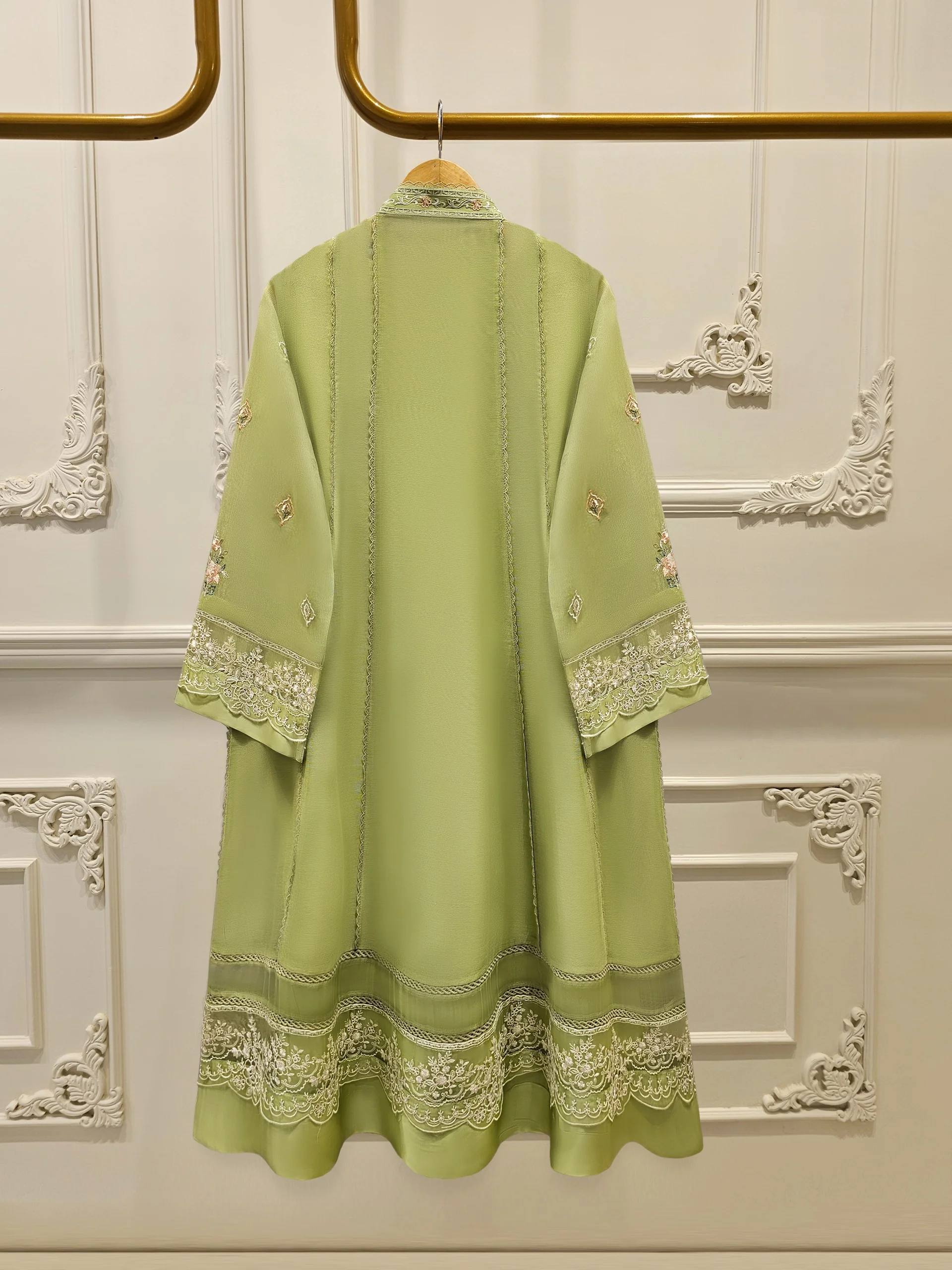 3 Piece - Pure Embroidered Cotton Net Suit S111819 - Image 4