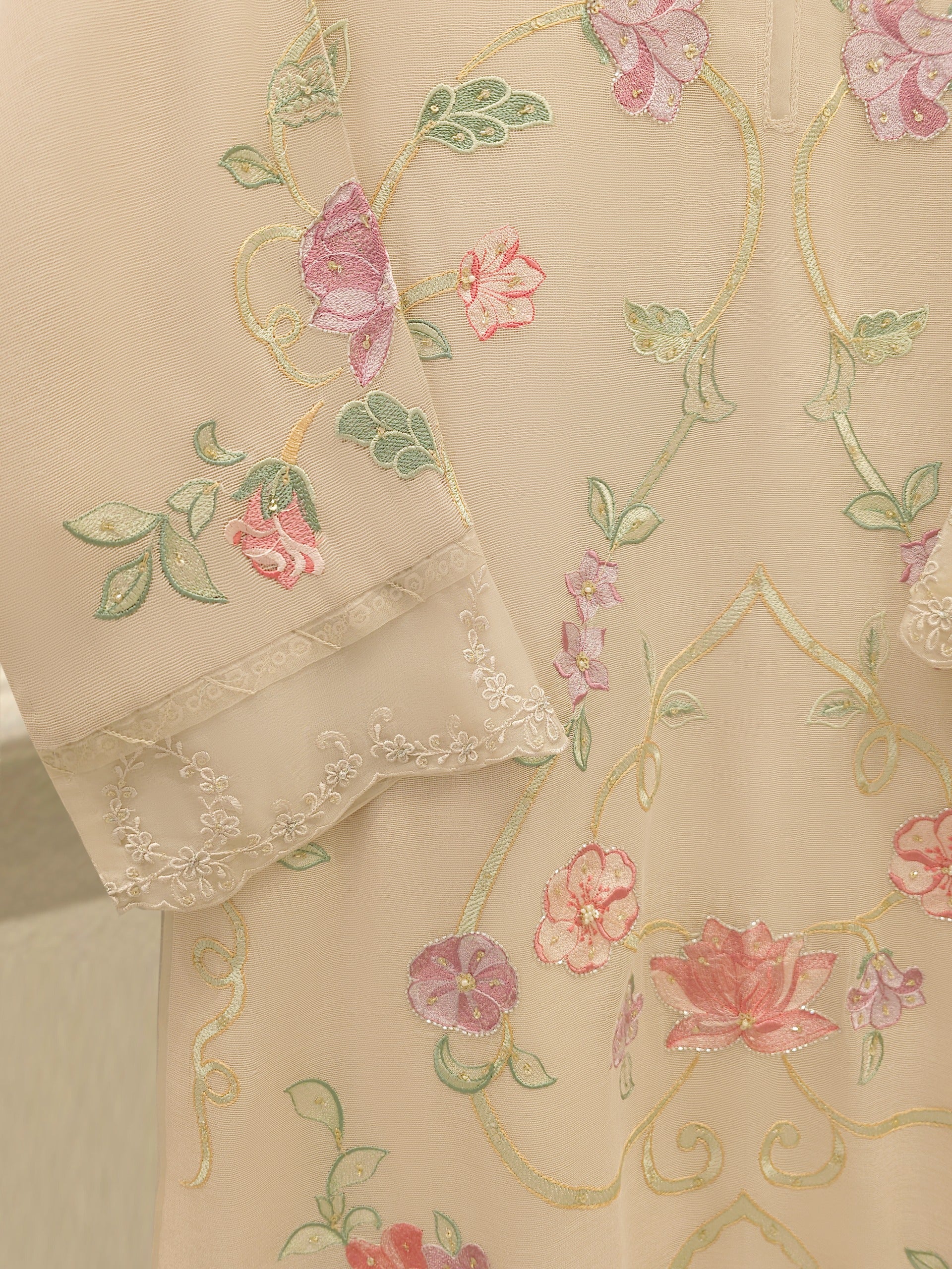3 Piece - Pure Embroidered Cotton Net Suit S112472 - Image 6