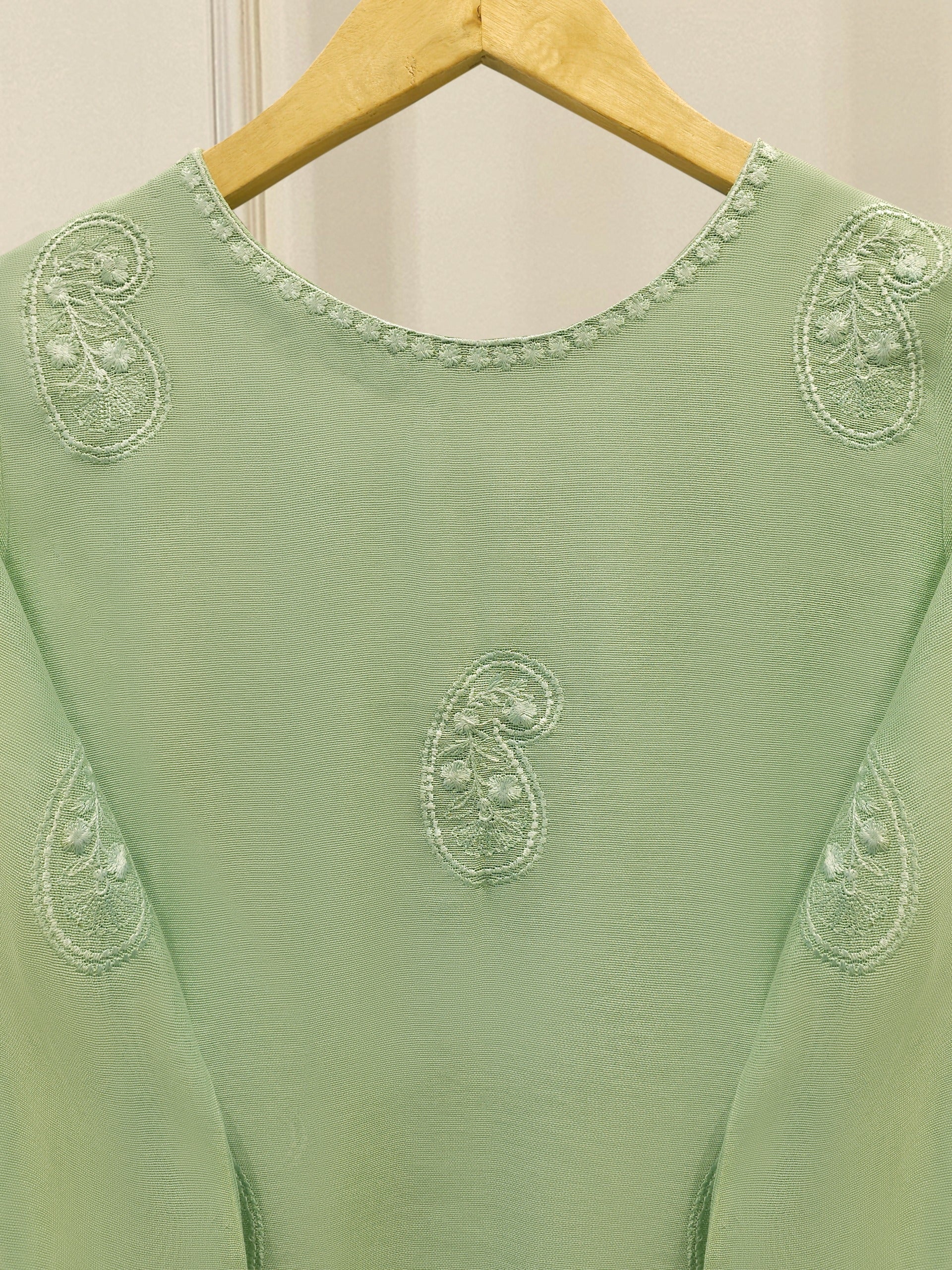 3 Piece - Pure Embroidered Cotton Net Suit S112808 - Image 5
