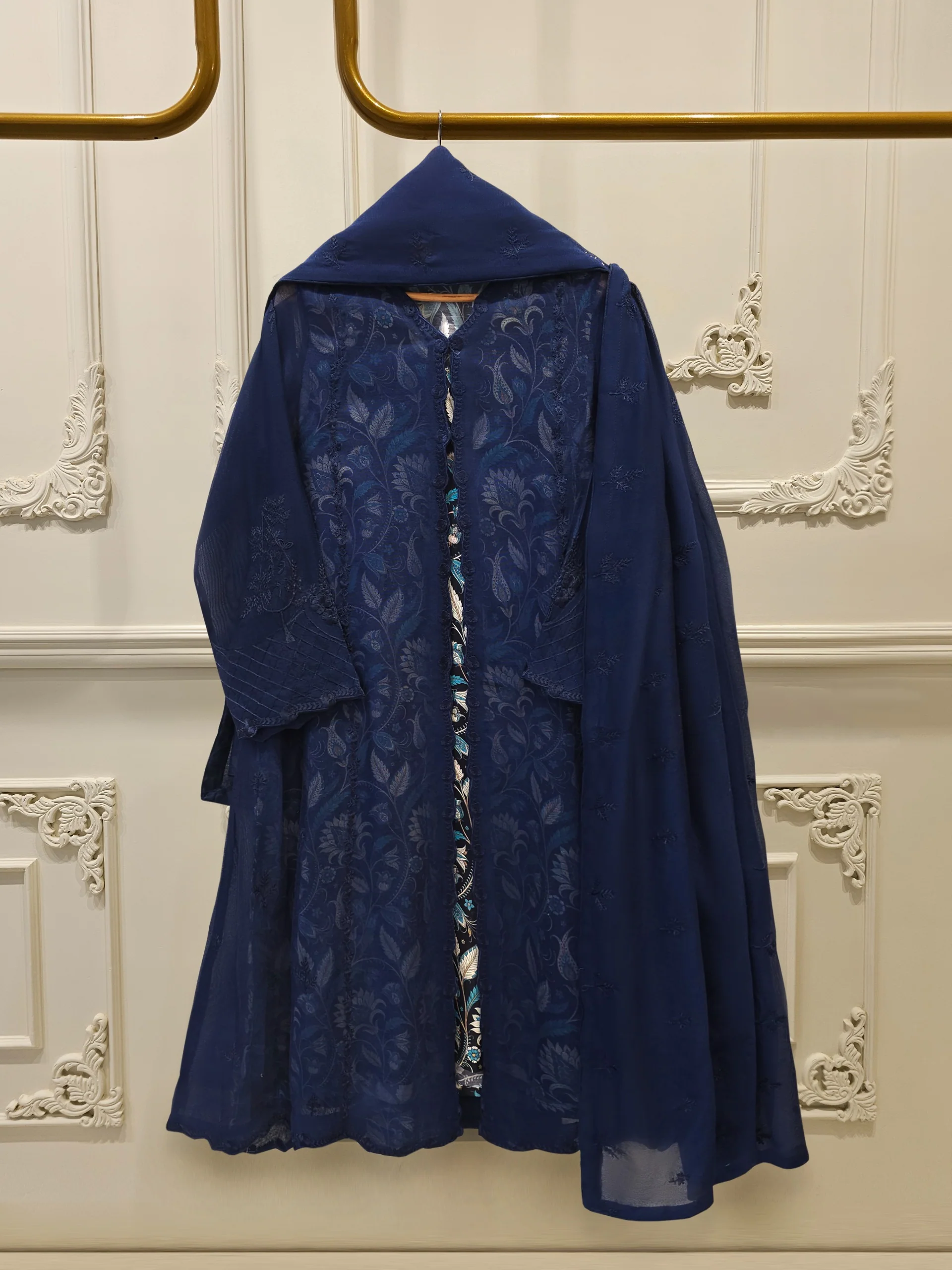 3 Piece - Pure Embroidered Cotton Net Suit S113022