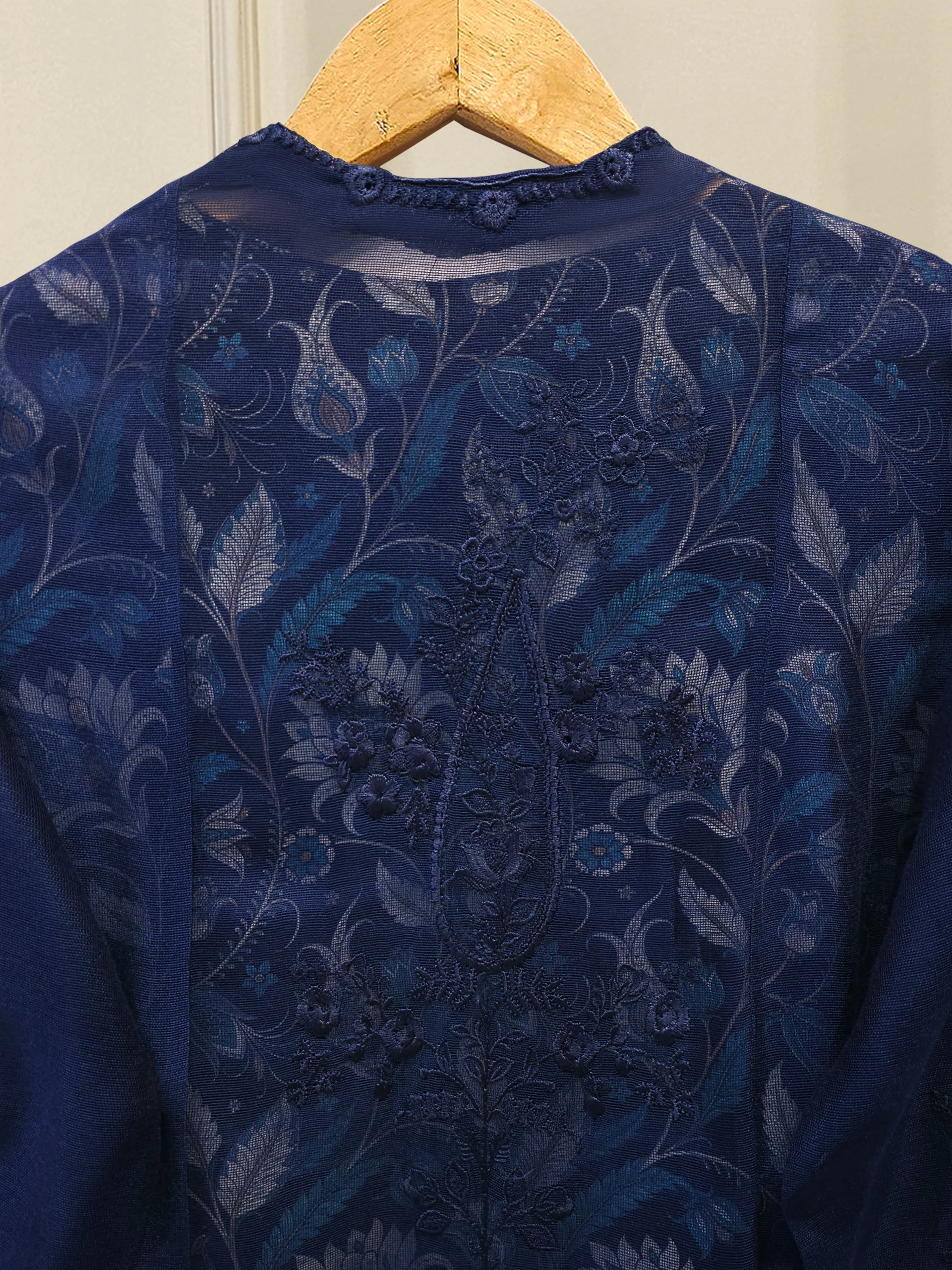 3 Piece - Pure Embroidered Cotton Net Suit S113022 - Image 5