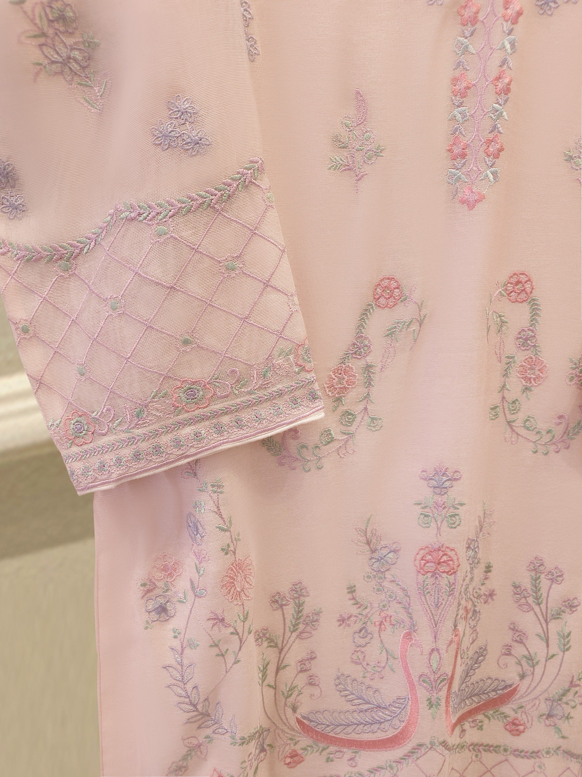 3 Piece - Pure Embroidered Cotton Net Suit S113165 - Image 3