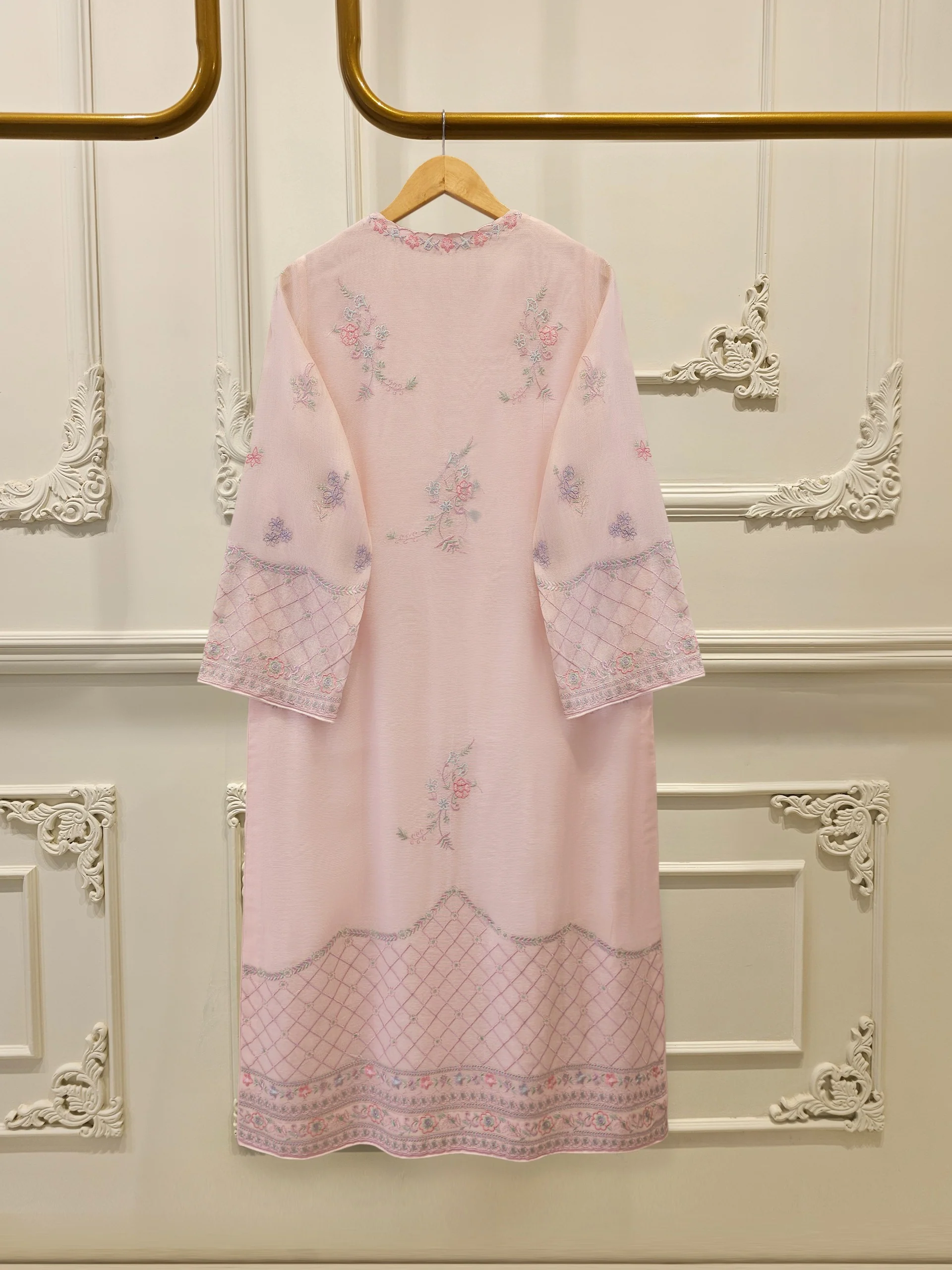 3 Piece - Pure Embroidered Cotton Net Suit S113165 - Image 5