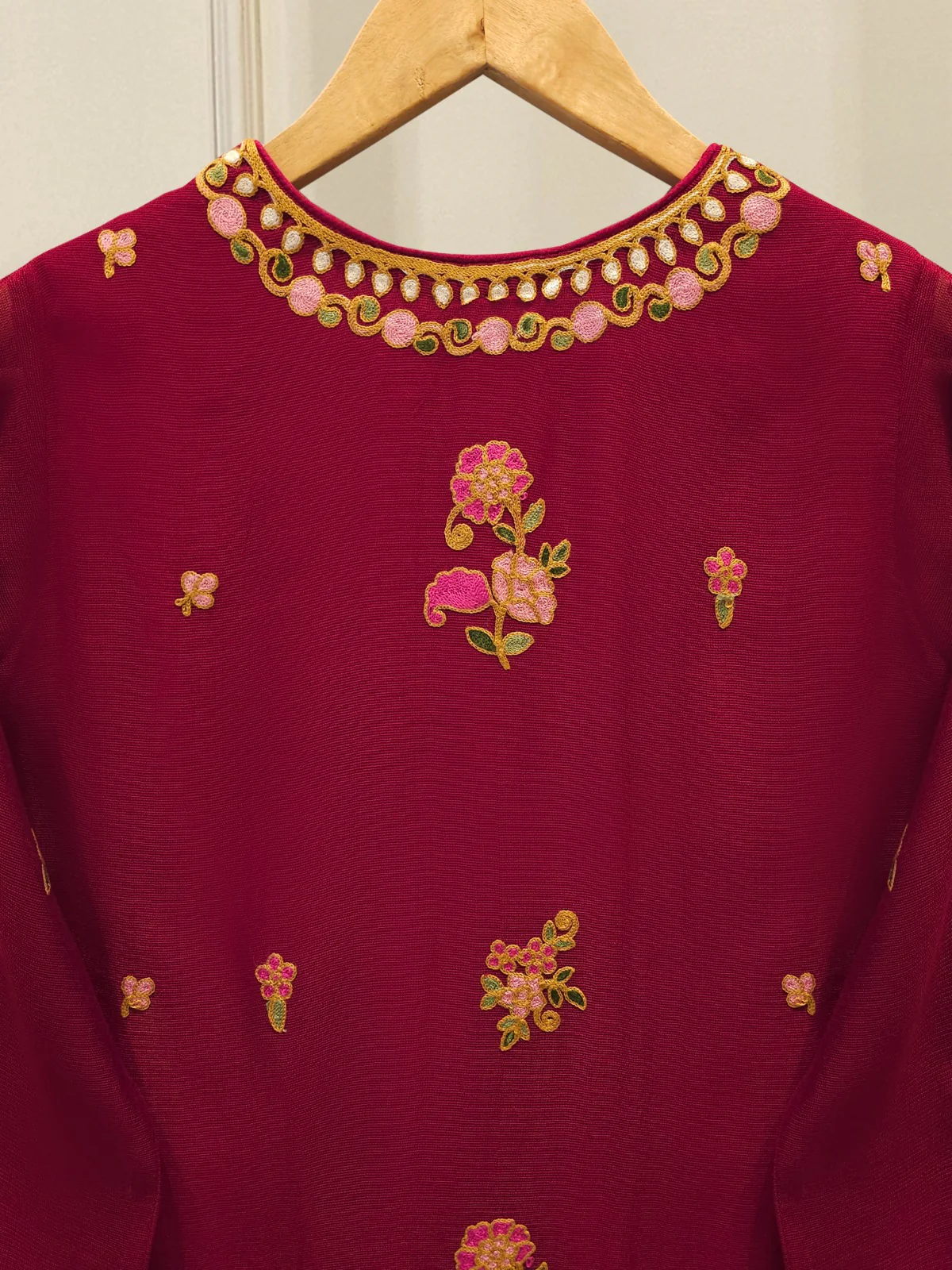 3 Piece - Pure Embroidered Cotton Net Suit S113282 - Image 6