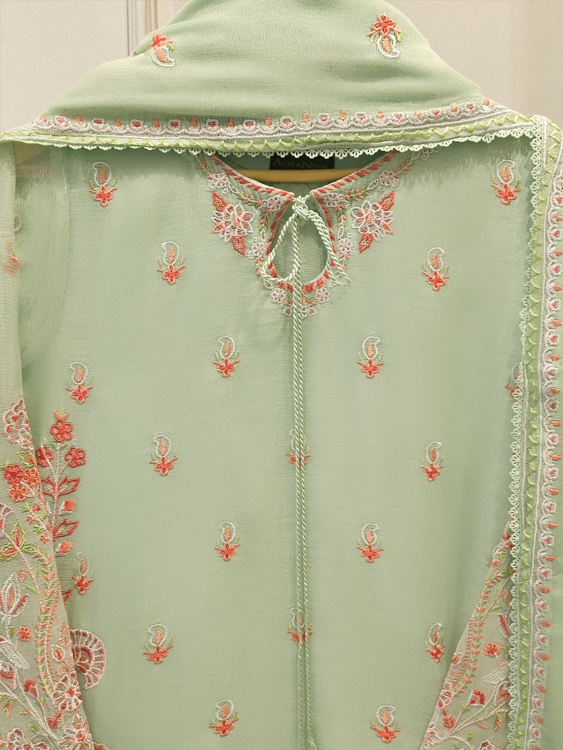 3 Piece - Pure Embroidered Cotton Net Suit S113444 - Image 2