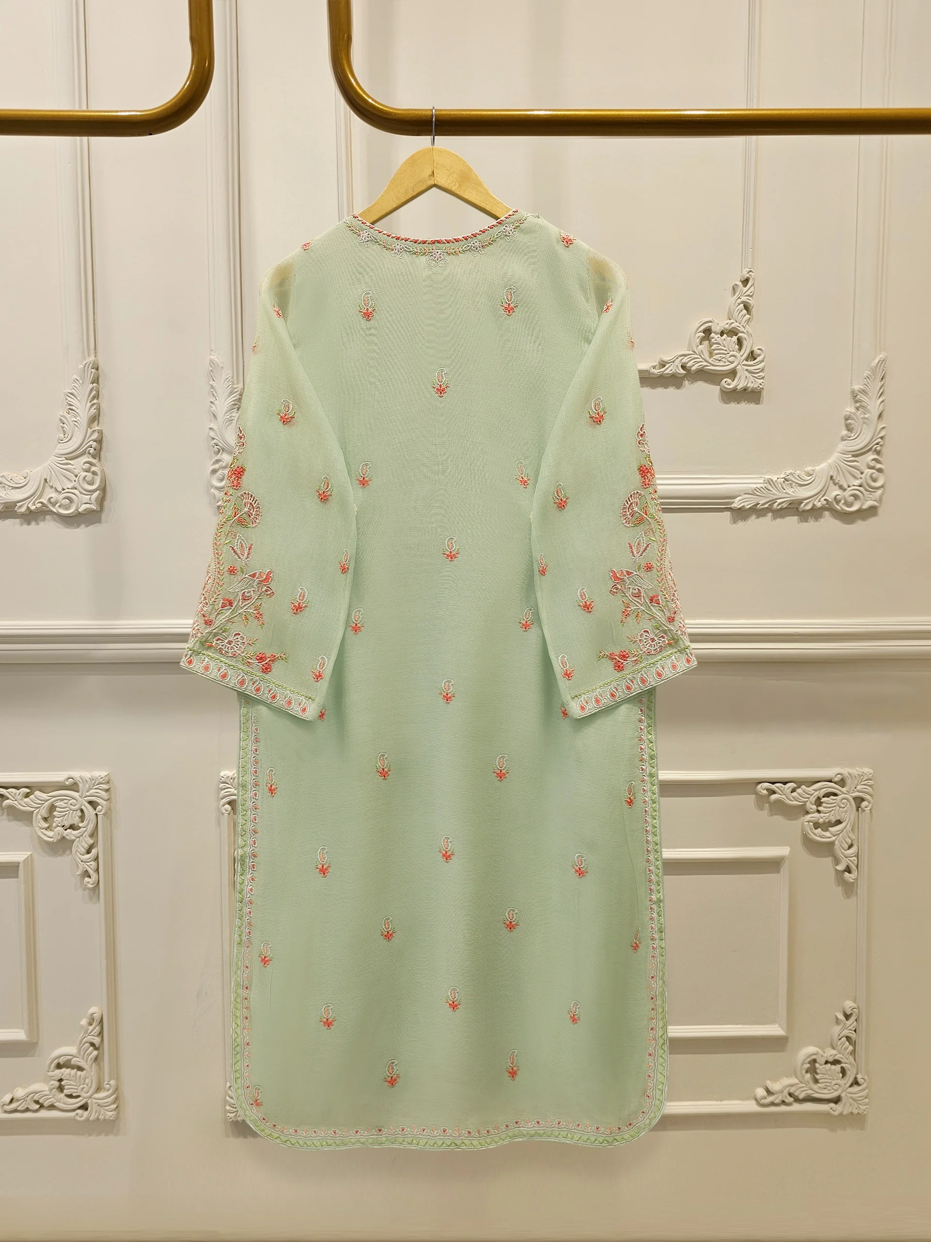 3 Piece - Pure Embroidered Cotton Net Suit S113444 - Image 5