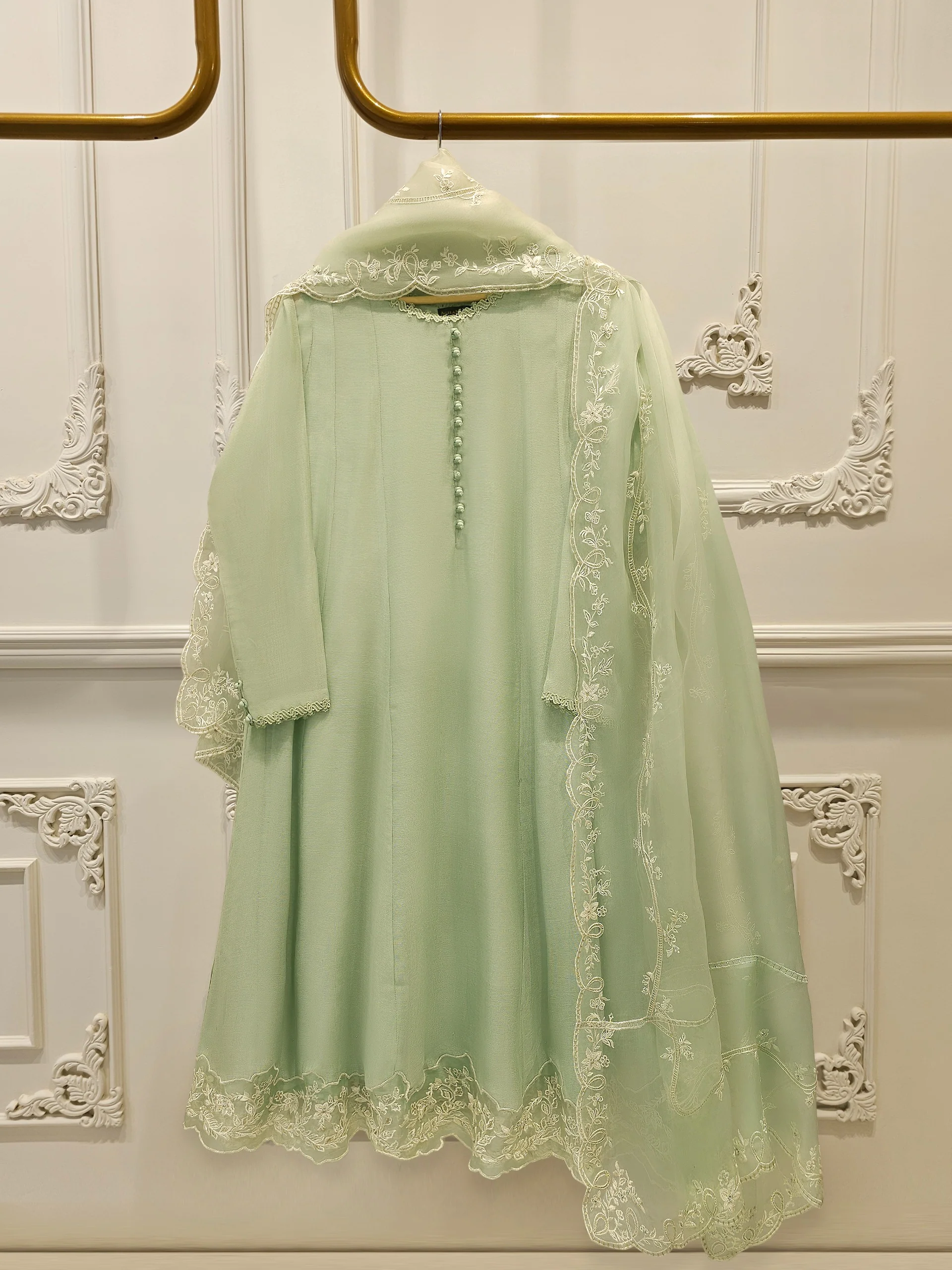 3 Piece - Pure Embroidered Cotton Net Suit S113486