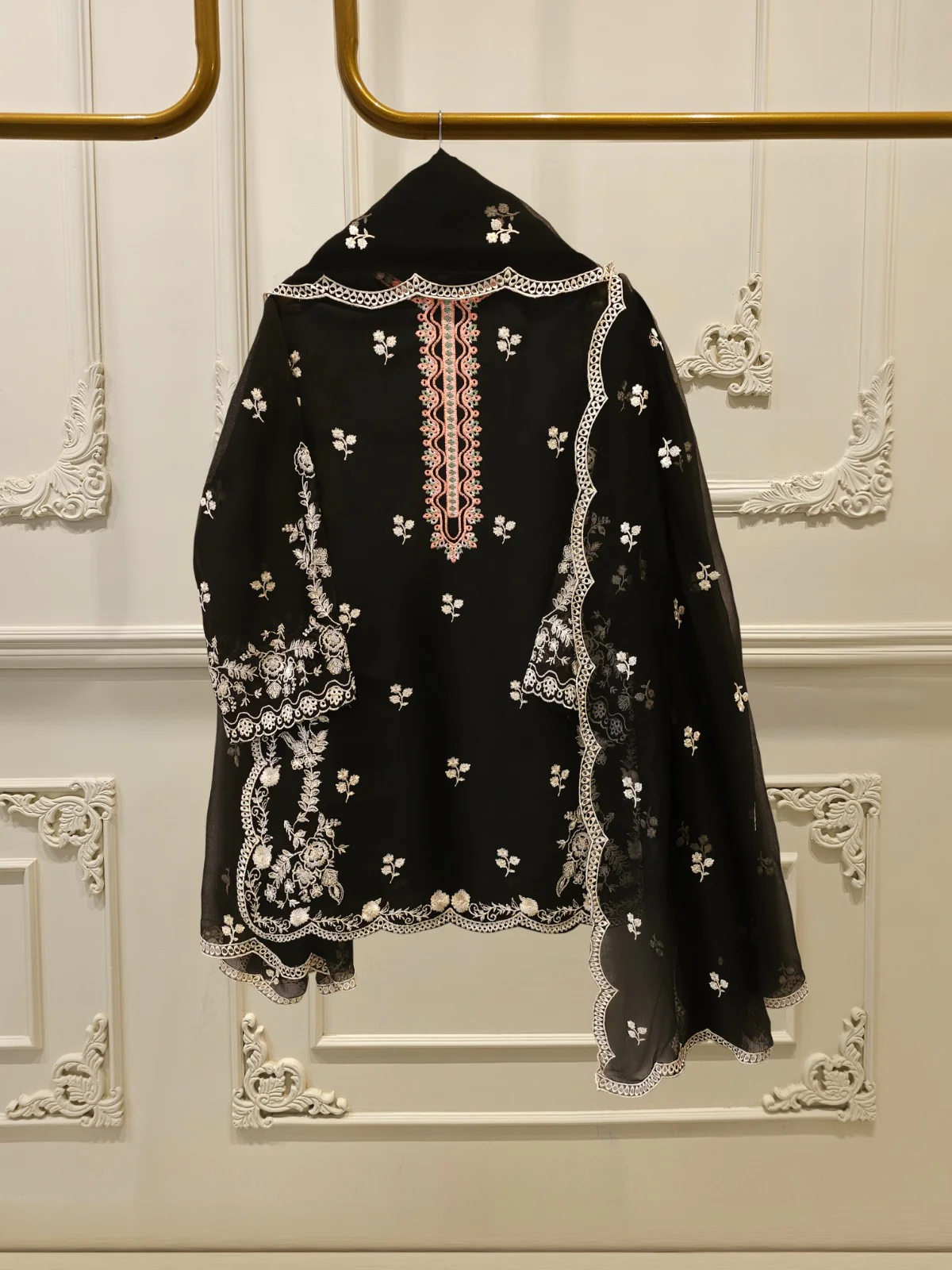 3 Piece - Pure Embroidered Cotton Net Suit S113499