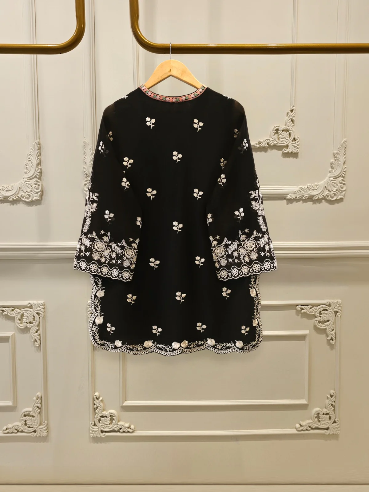 3 Piece - Pure Embroidered Cotton Net Suit S113499 - Image 4