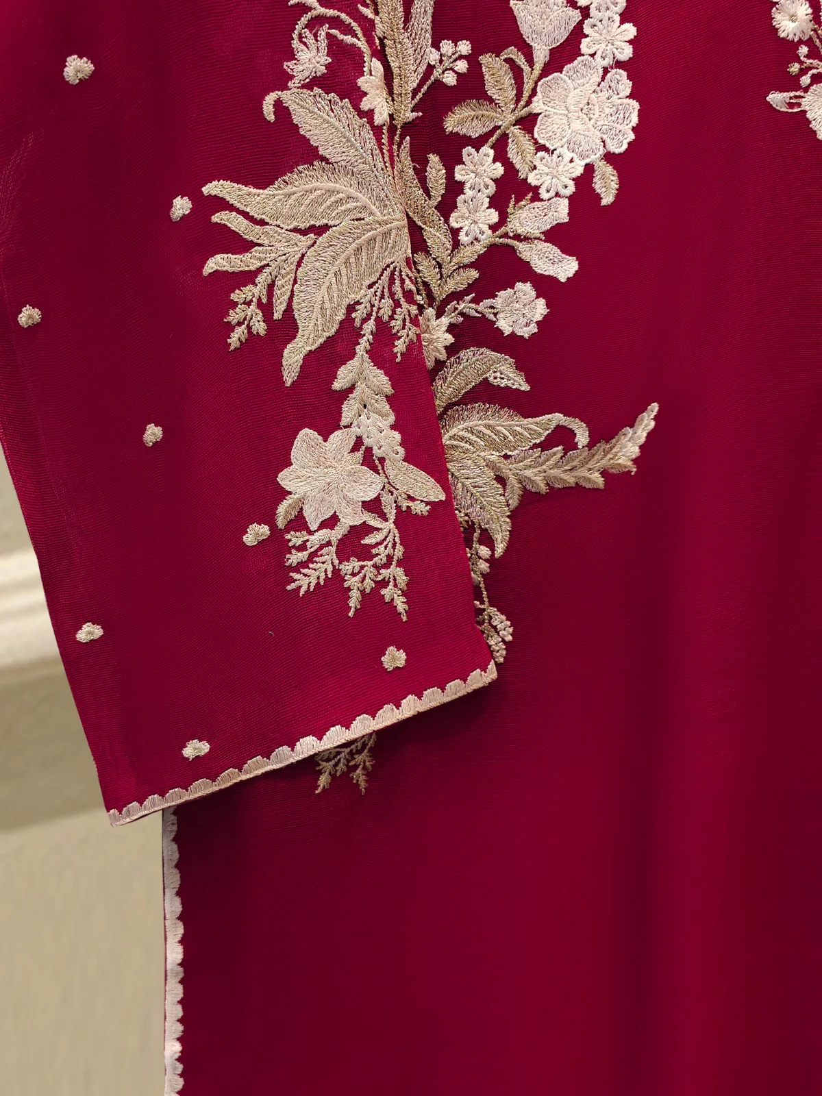 3 Piece - Pure Embroidered Cottone Net Suit S113500 - Image 3