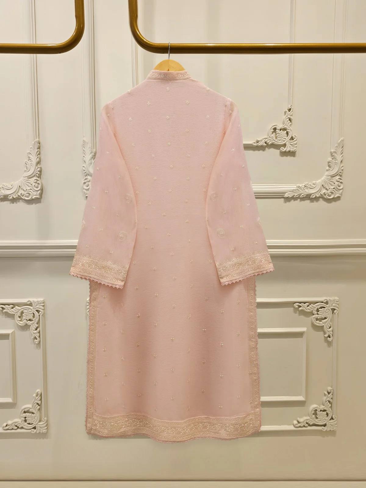 3 Piece - Pure Embroidered Cotton Net Suit S113563 - Image 5