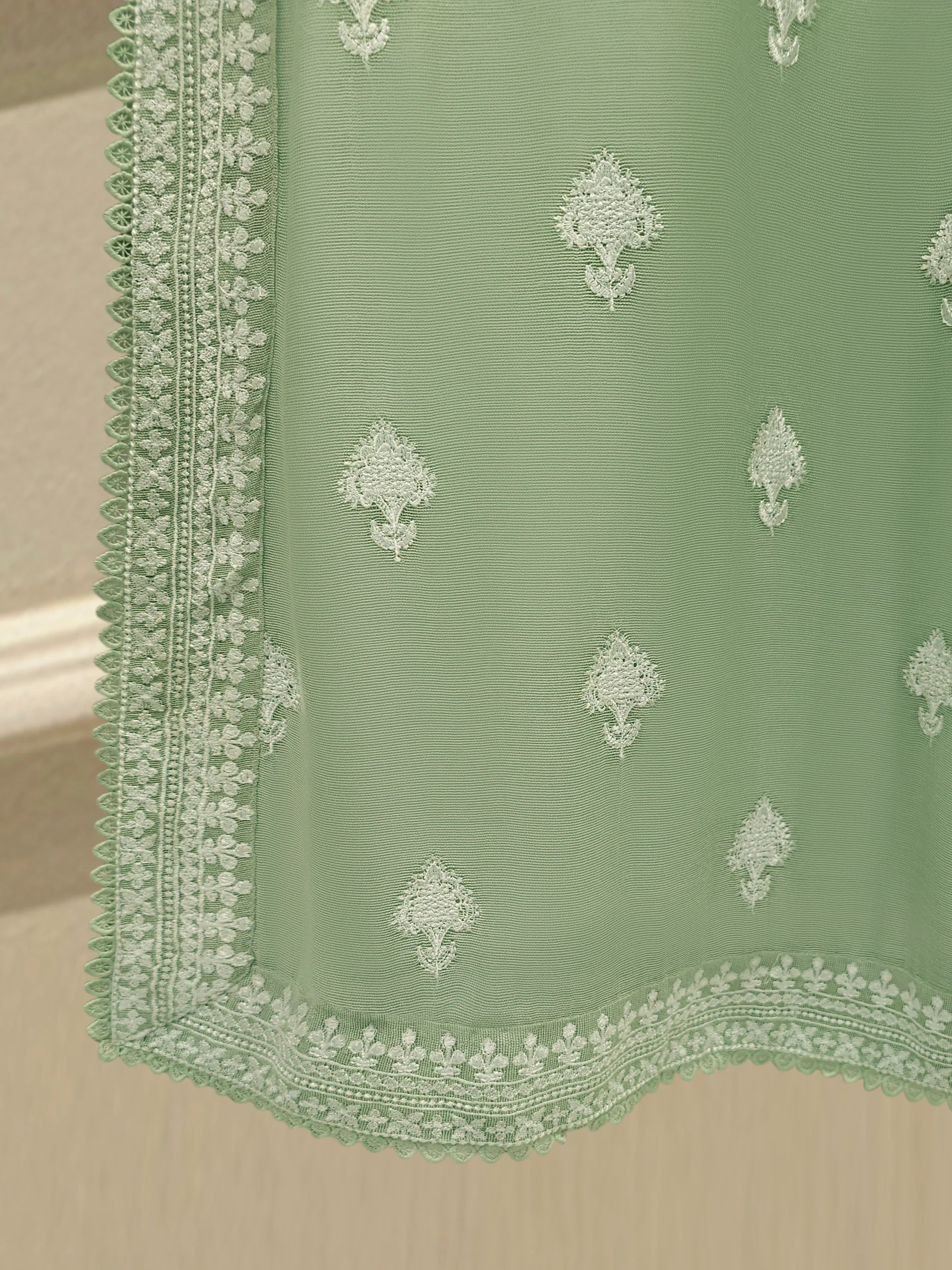 3 Piece - Pure Embroidered Cotton Net Suit S113595 - Image 4