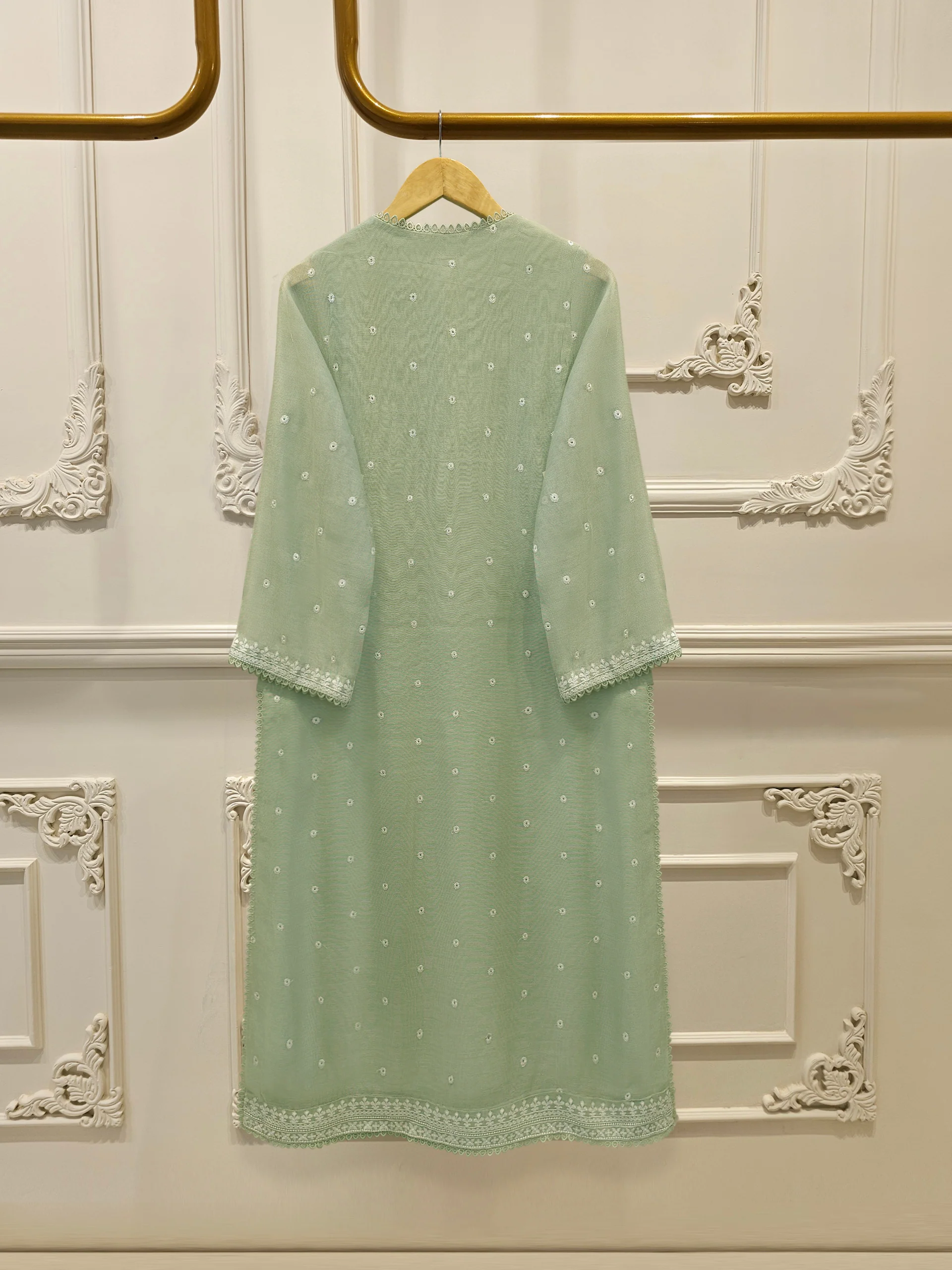 3 Piece - Pure Embroidered Cotton Net Suit S113595 - Image 5