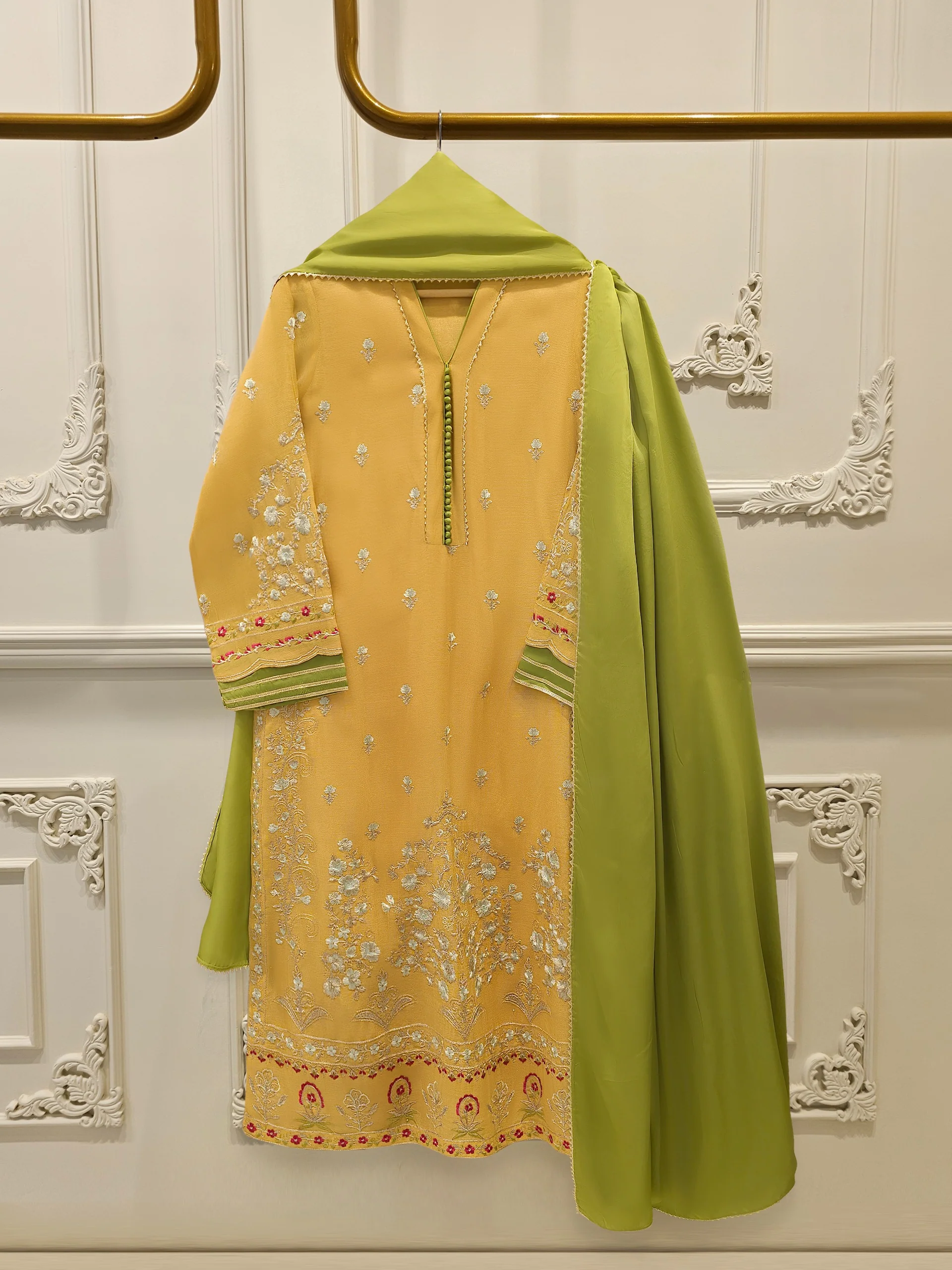 3 Piece - Pure Embroidered Cotton Net Suit S113618