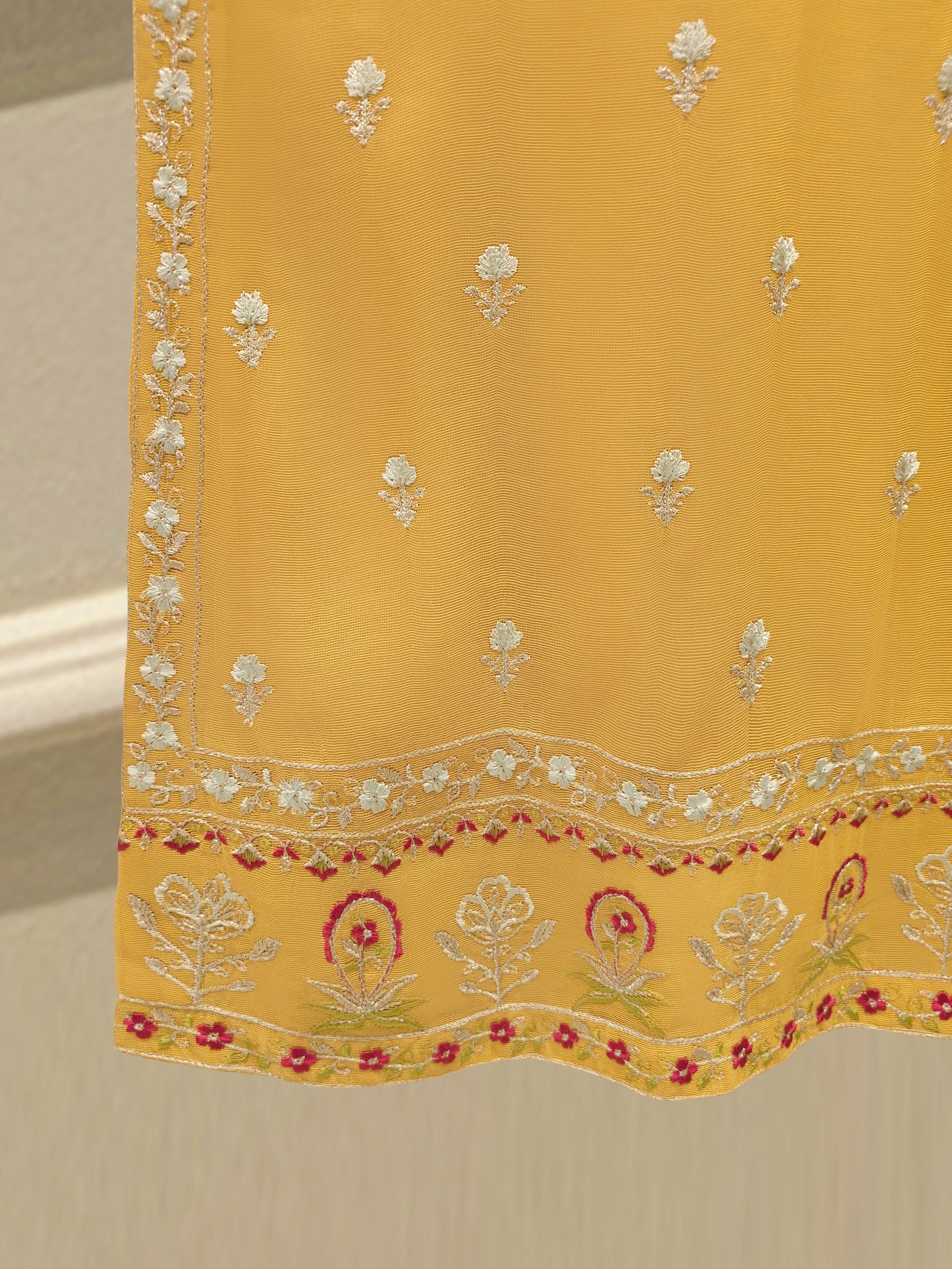 3 Piece - Pure Embroidered Cotton Net Suit S113618 - Image 6