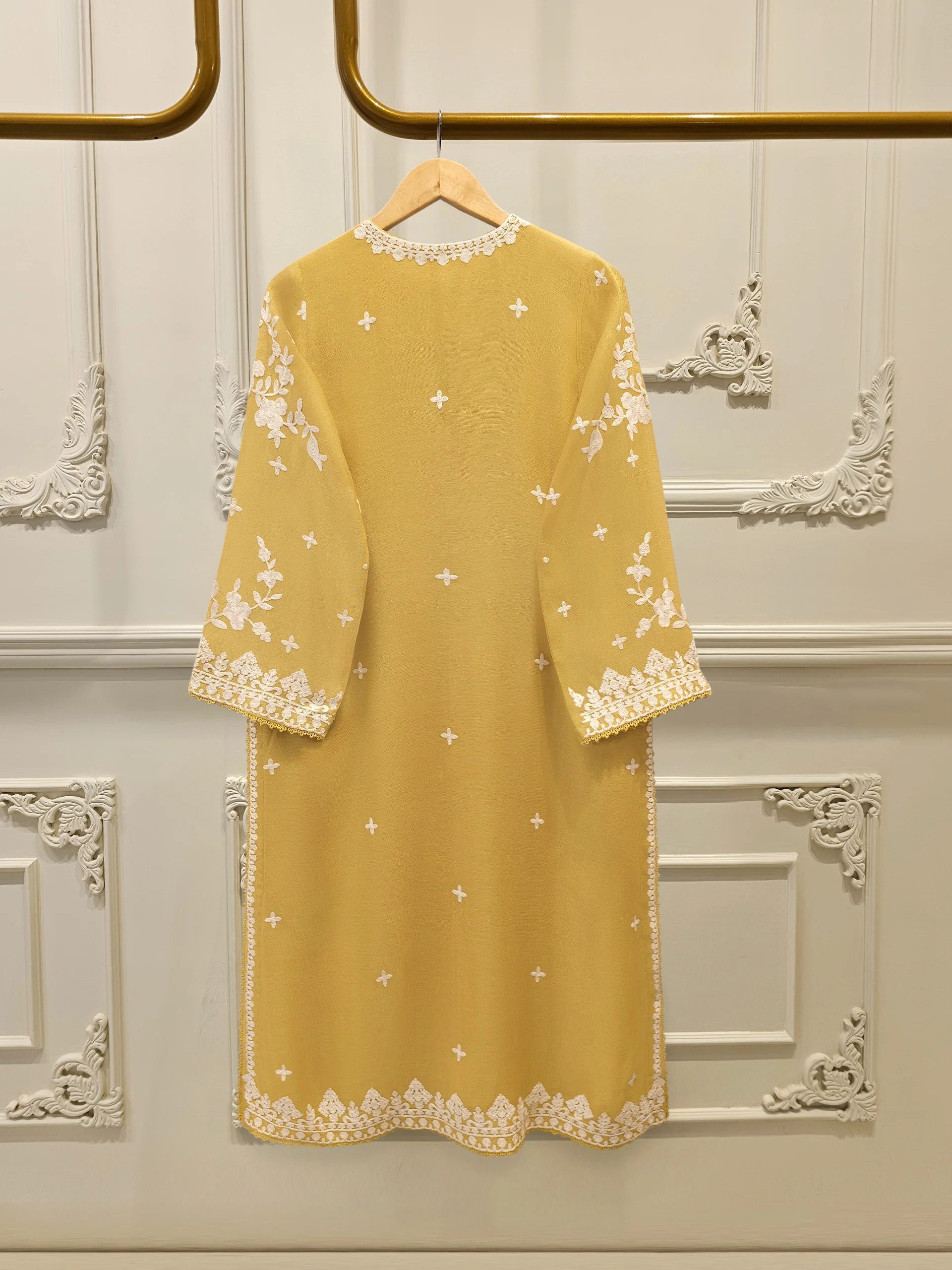 3 Piece - Pure Embroidered Cotton Net Suit S113630 - Image 4
