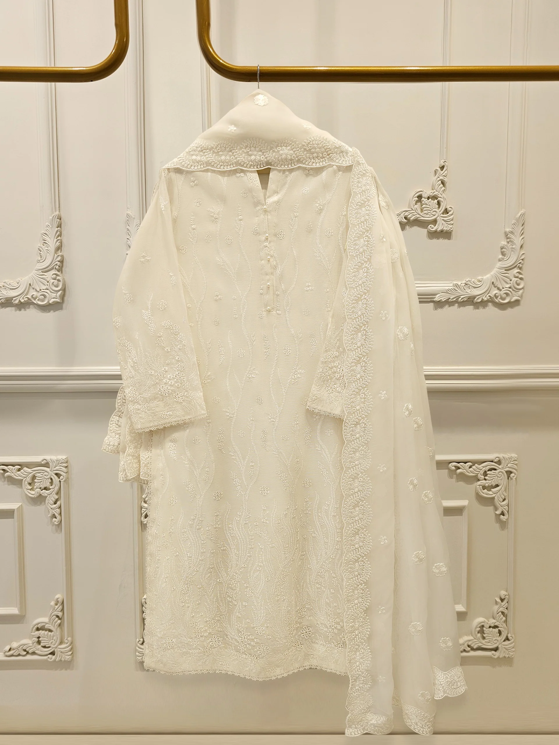 3 Piece - Pure Embroidered Cotton Net Suit S113798