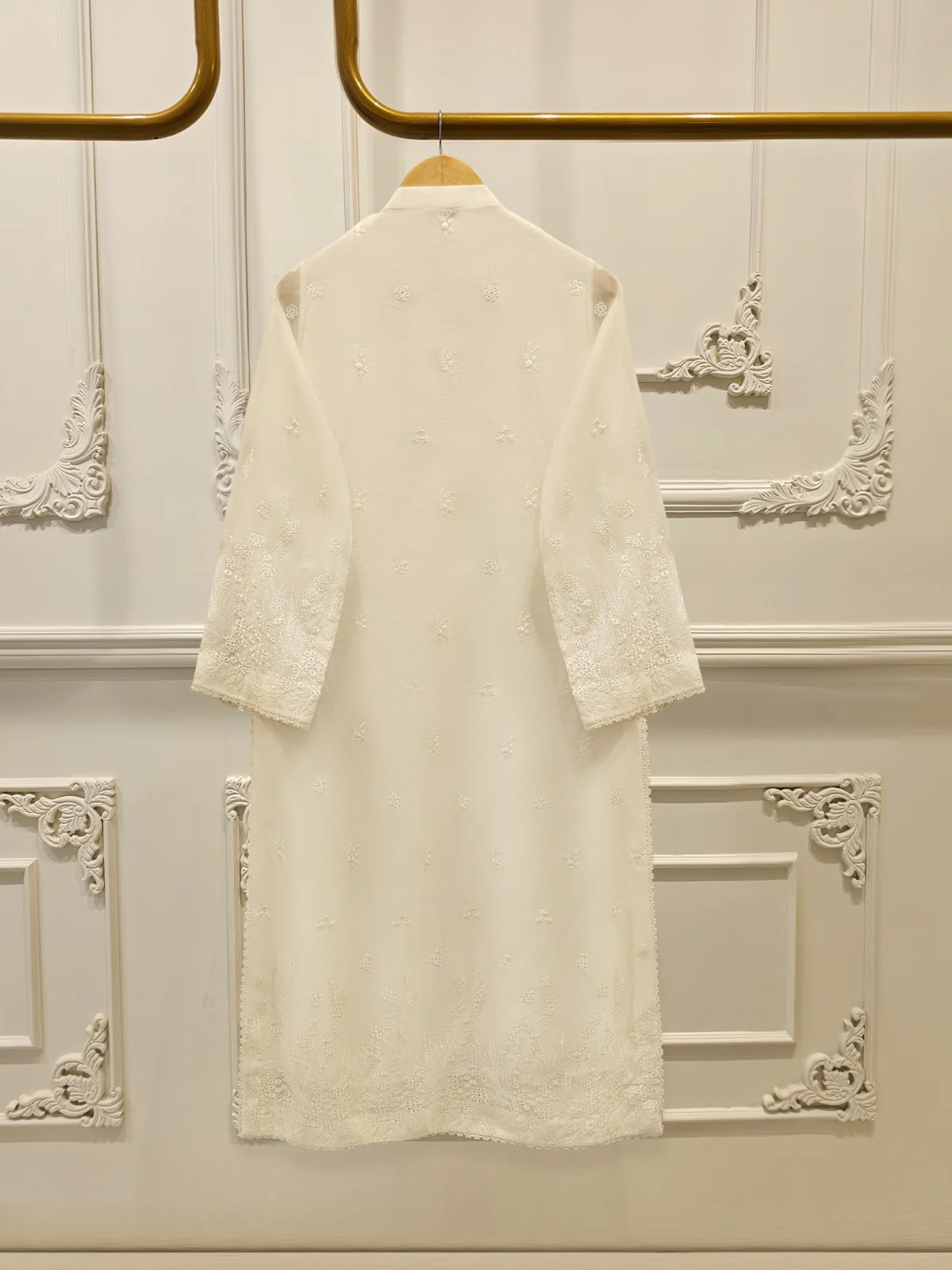 3 Piece - Pure Embroidered Cotton Net Suit S113798 - Image 5