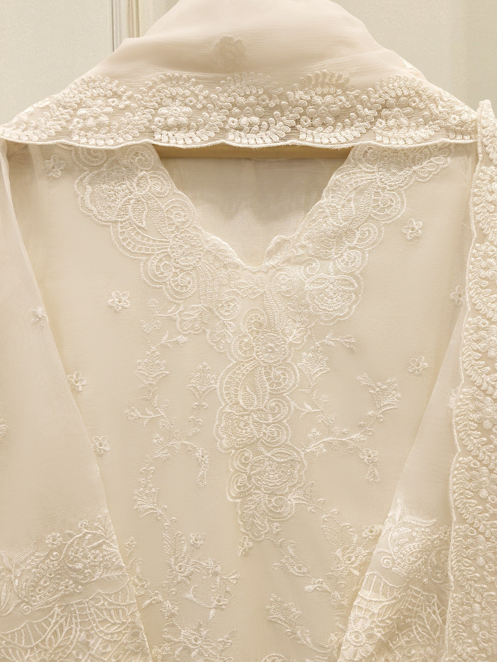 3 Piece - Pure Embroidered Cotton Net Suit S113799 - Image 2