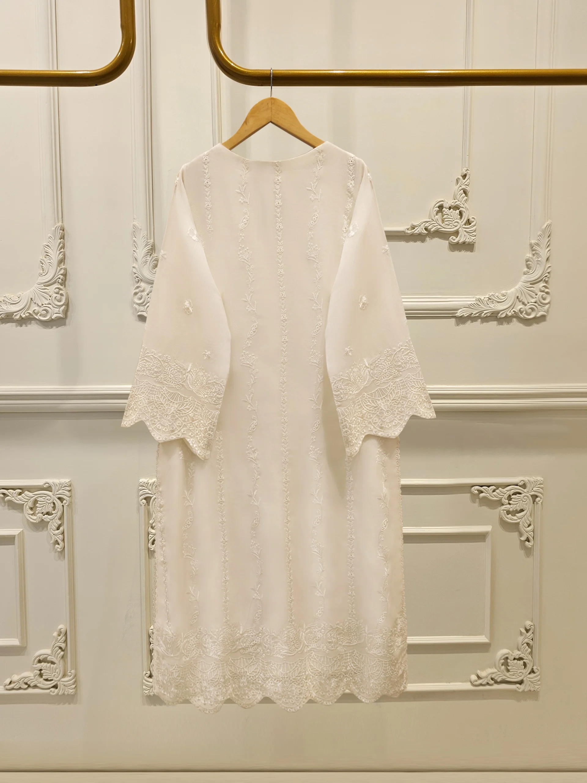 3 Piece - Pure Embroidered Cotton Net Suit S113799 - Image 5