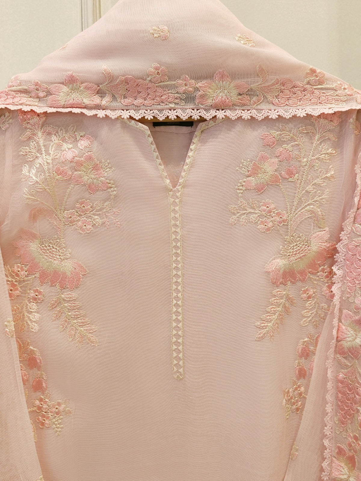 3 Piece - Pure Embroidered Cotton Net Suit S113800 - Image 2