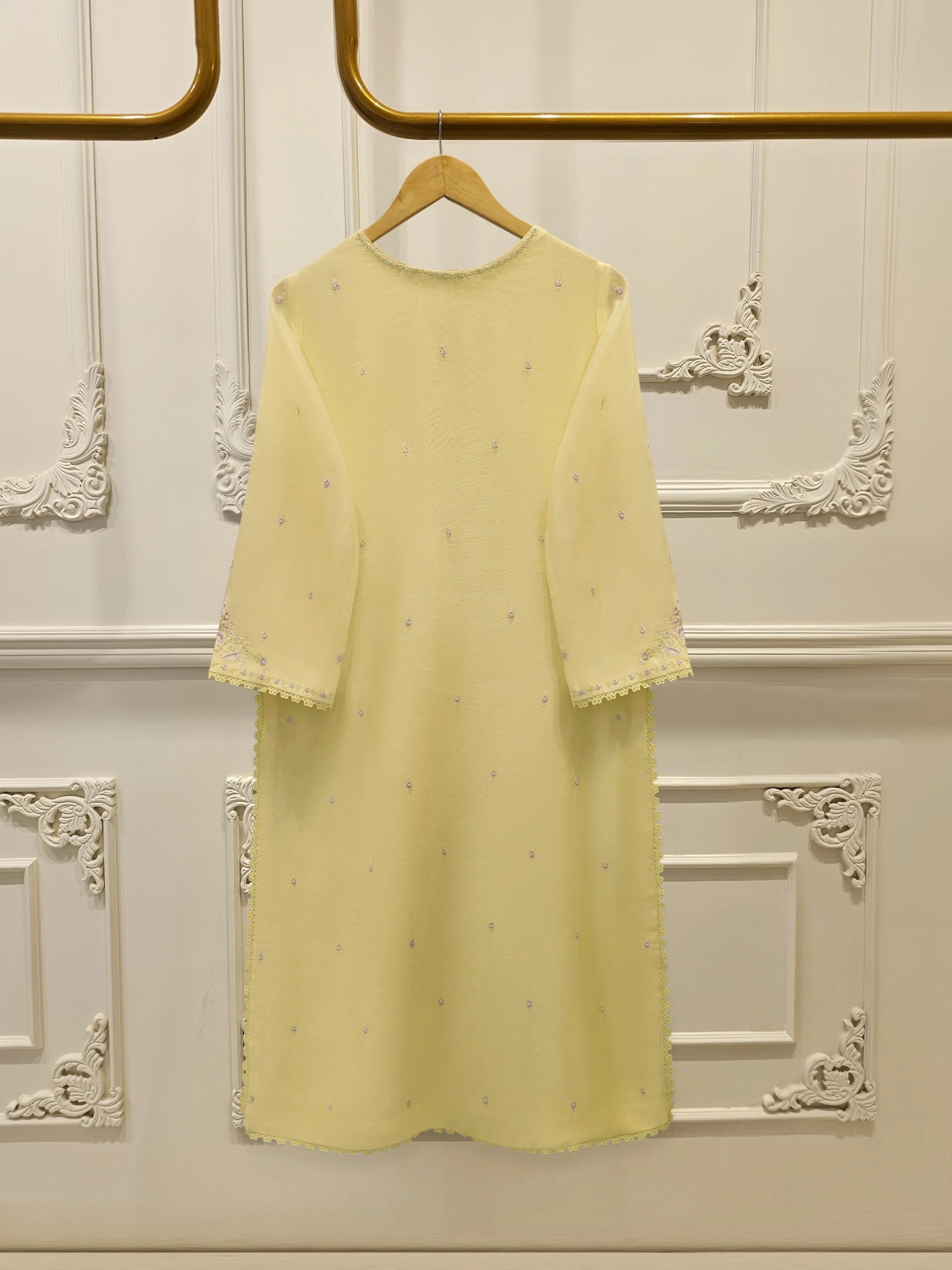 3 Piece - Pure Embroidered Cotton Net Suit S113838 - Image 5