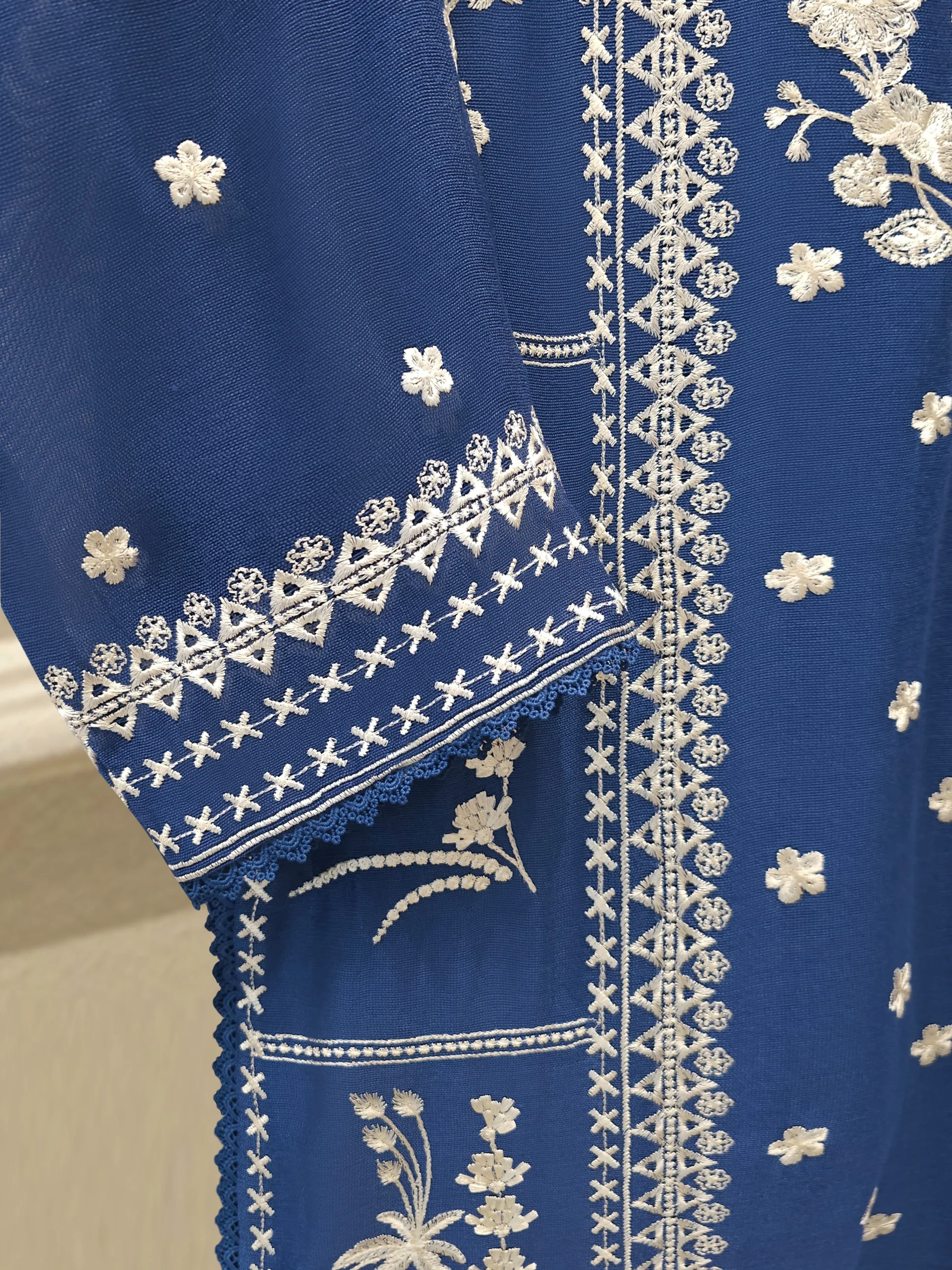 3 Piece - Pure Embroidered Cotton Net Suit S113912 - Image 3