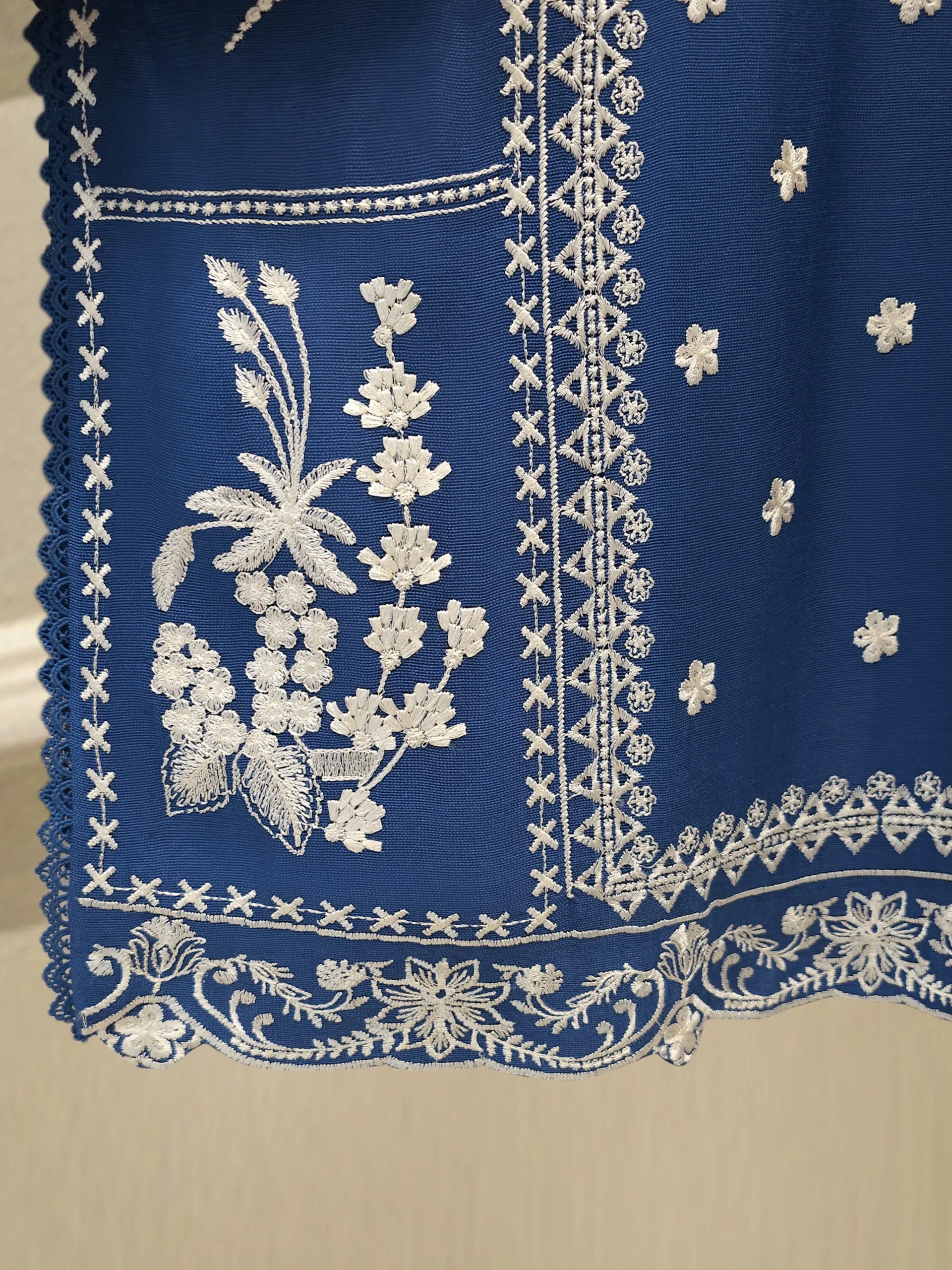 3 Piece - Pure Embroidered Cotton Net Suit S113912 - Image 4