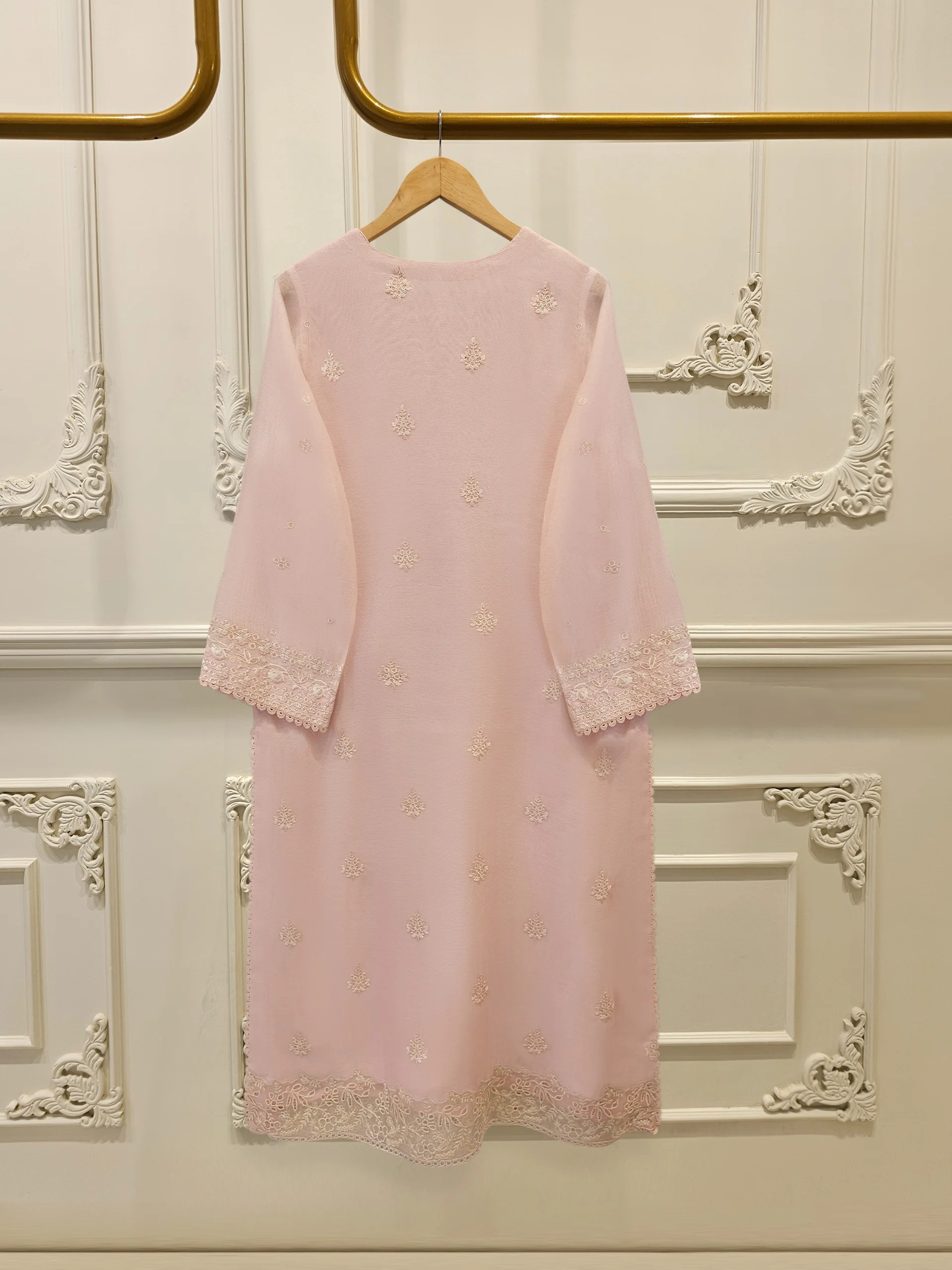 3 Piece - Pure Embroidered Cotton Net Suit S114014 - Image 5