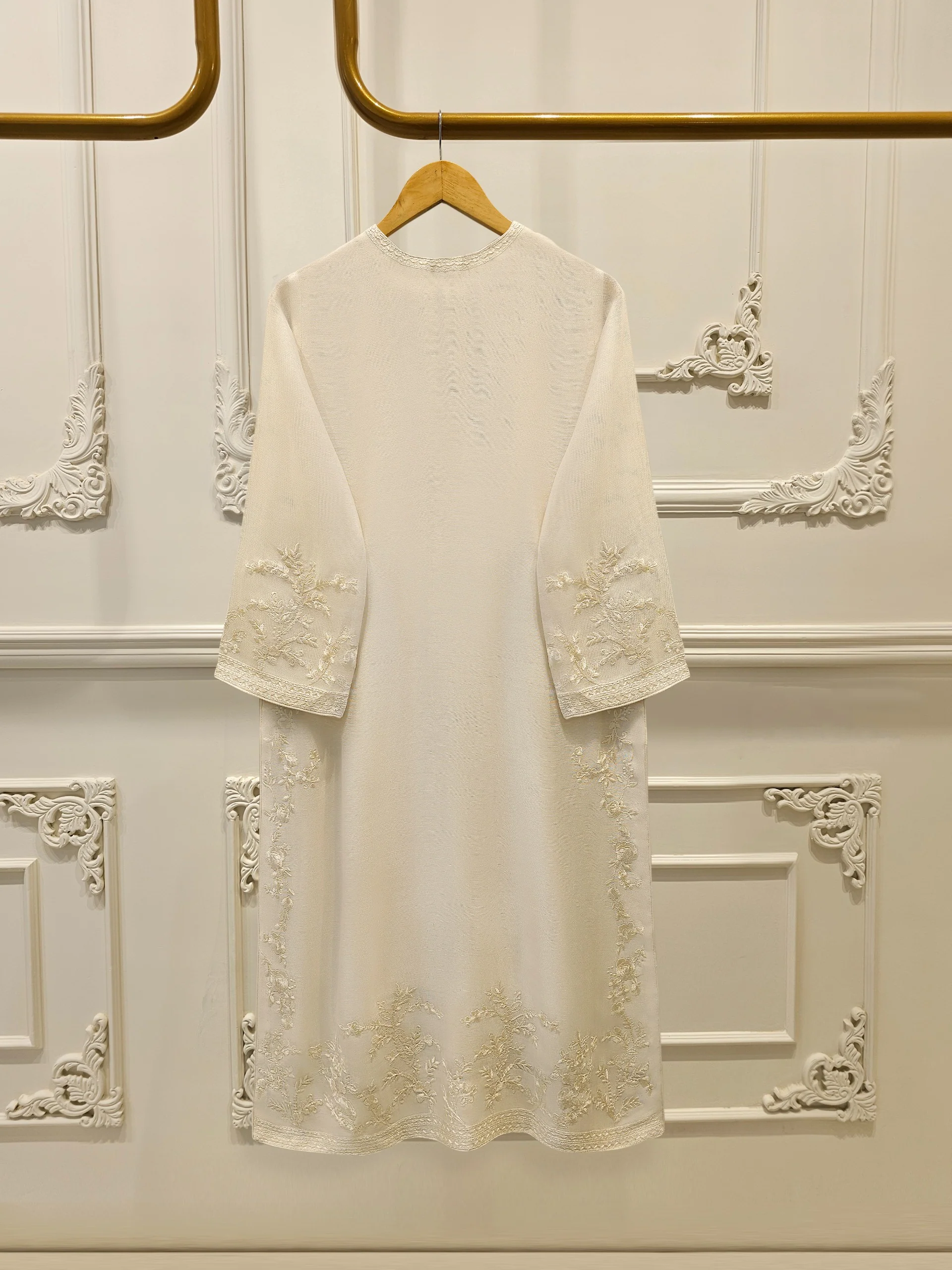 3 Piece - Pure Embroidered Cotton Net Suit S114054 - Image 5