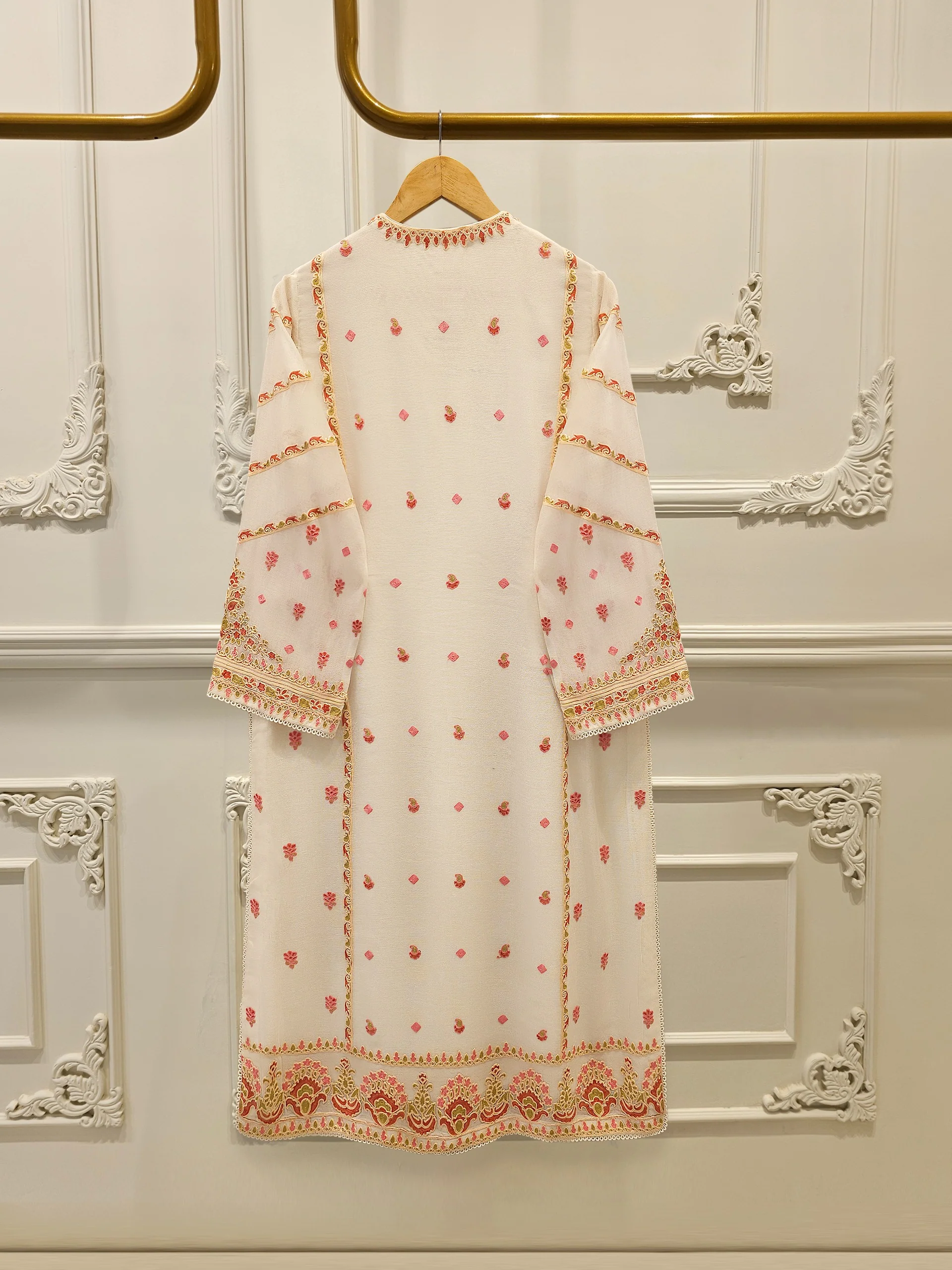3 Piece - Pure Embroidered Cotton Net Suit S114069 - Image 5