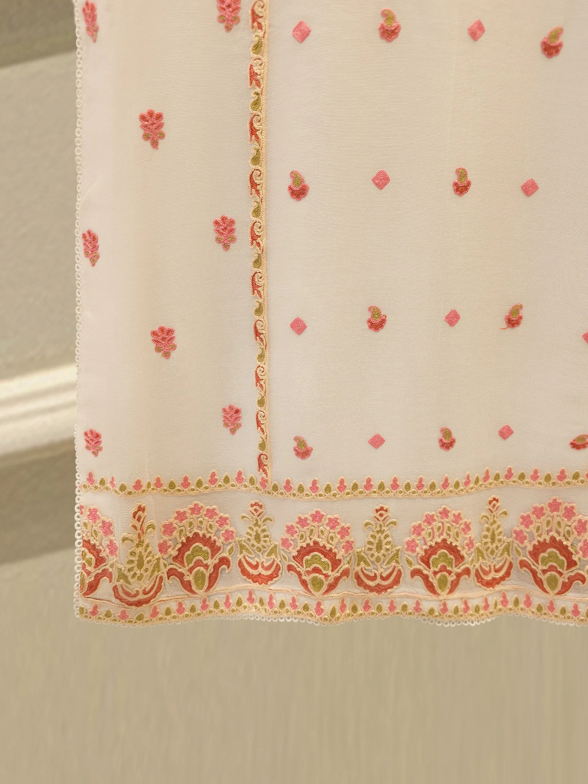 3 Piece - Pure Embroidered Cotton Net Suit S114069 - Image 6