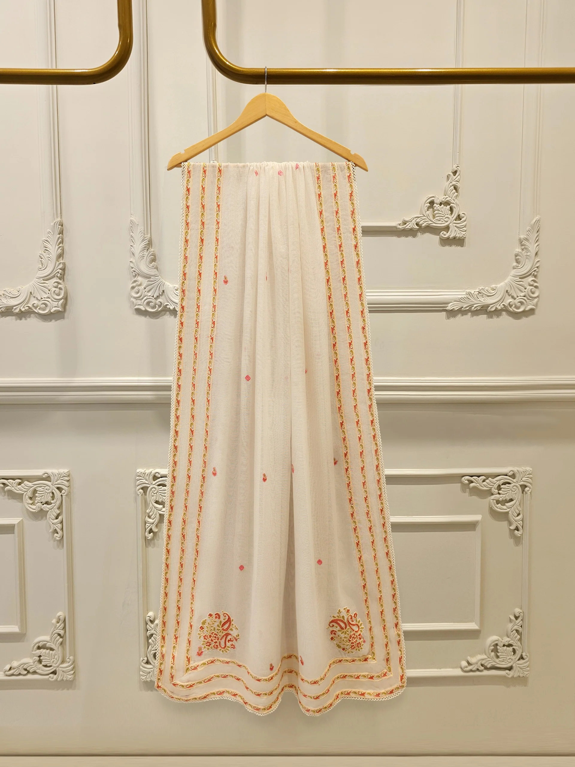 3 Piece - Pure Embroidered Cotton Net Suit S114069 - Image 7