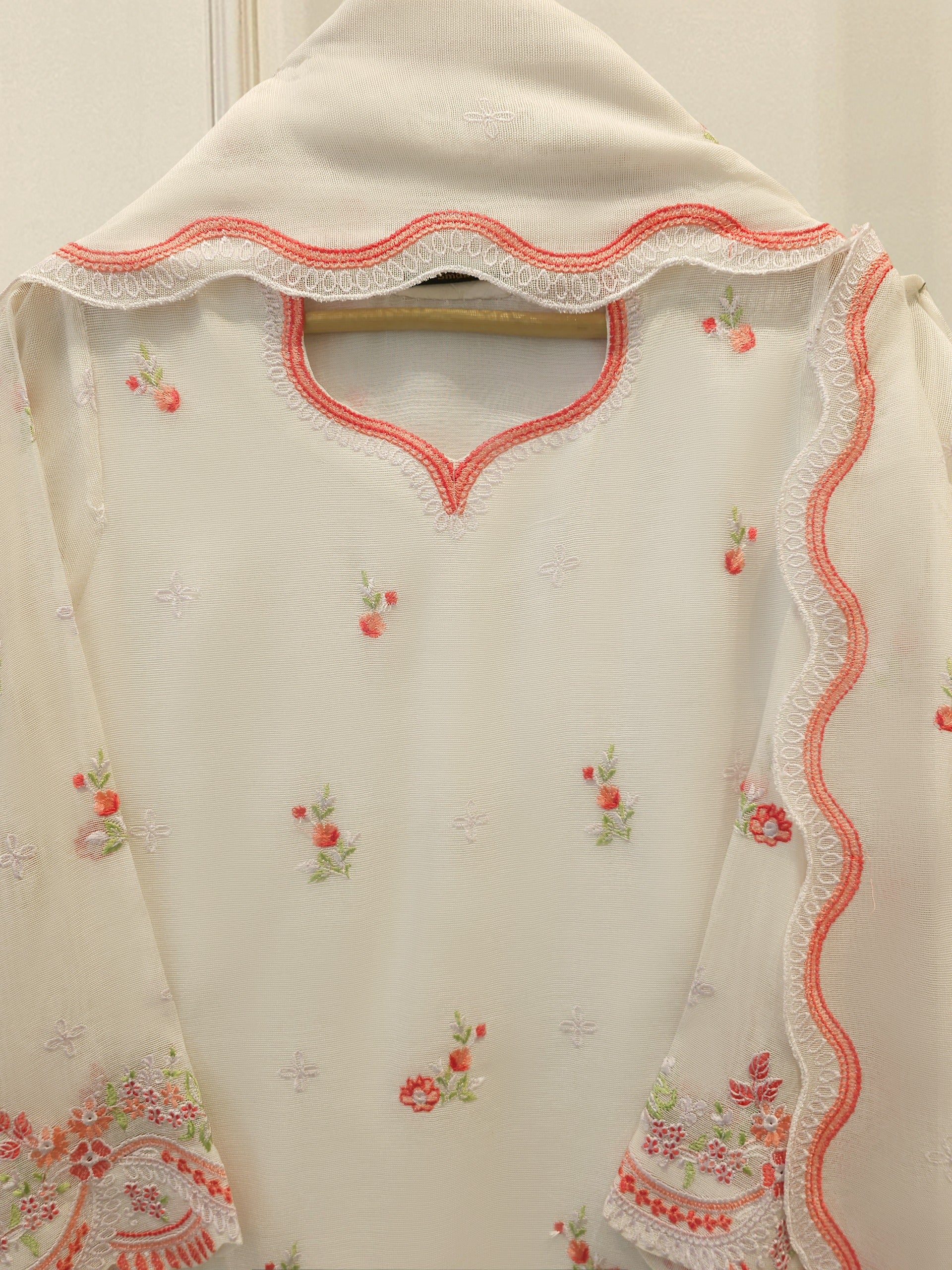 3 Piece - Pure Embroidered Cotton Net Suit S114104 - Image 2