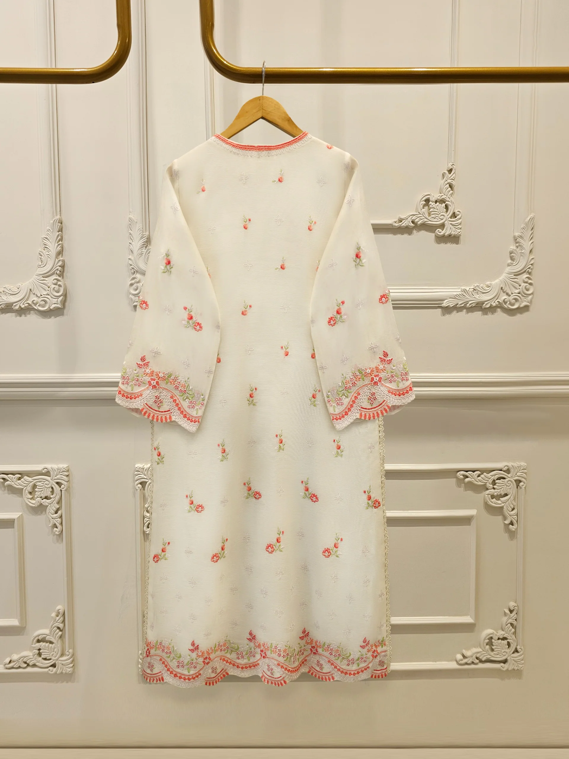 3 Piece - Pure Embroidered Cotton Net Suit S114104 - Image 4